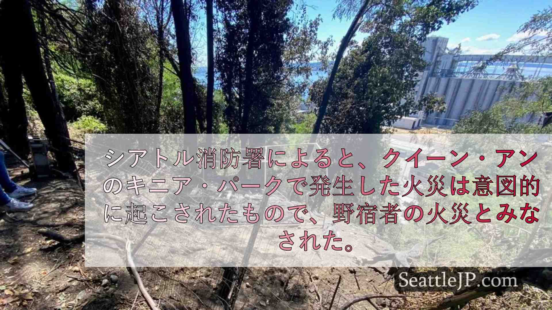 キニア・パークでの意図的な野営地火災、放火と爆弾処理班の捜査を要請