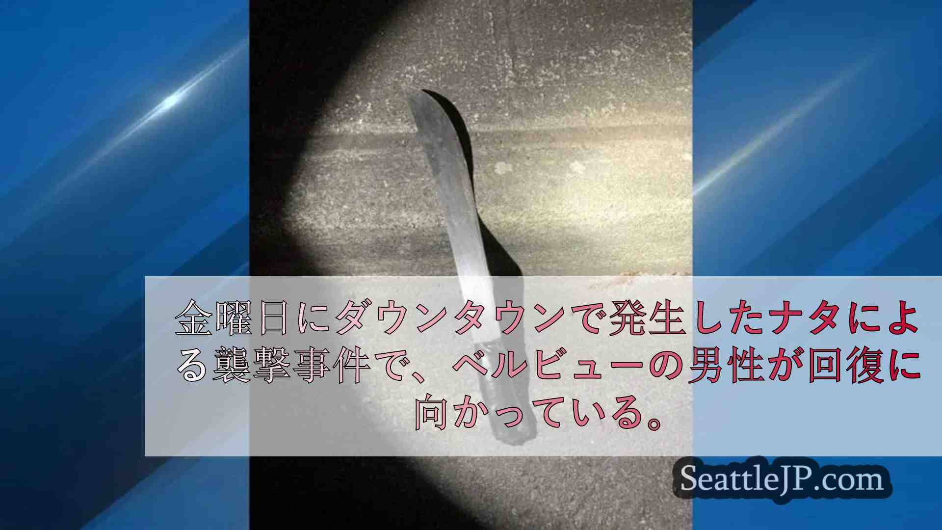 ベルビューのダウンタウンでナタで男性を襲った容疑者を捜索中