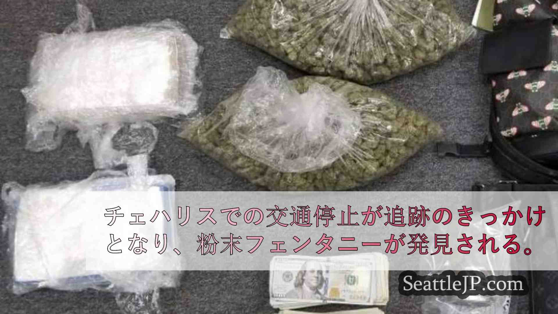 チェハリスでの交通停止が追跡のきっかけとなり、粉末フェンタニルが発見される。