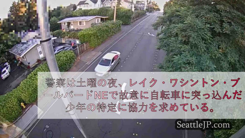 ベルビューでヒュンダイ車を運転する少年たちが13歳の自転車運転者に故意に突っ込む