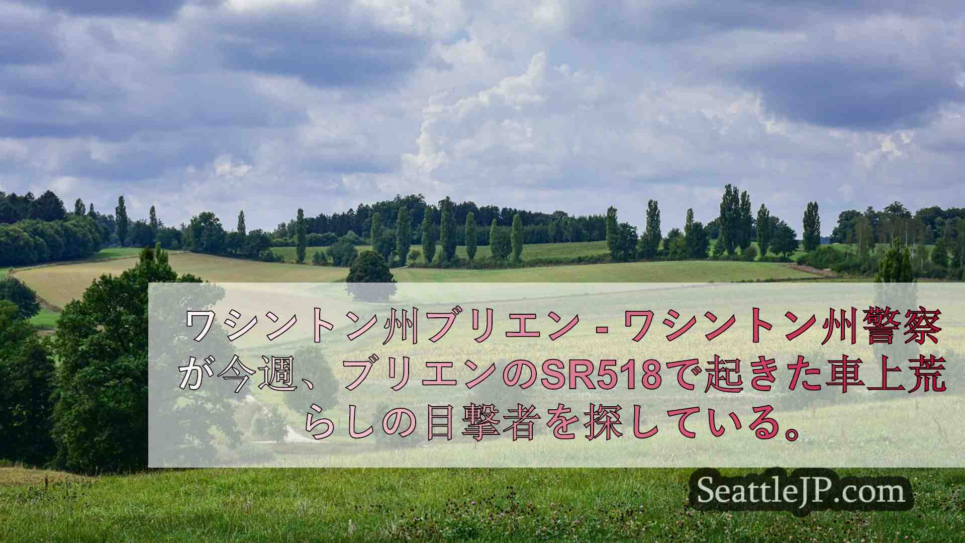 WA州警察、道路上での車上荒らしによる発砲事件の目撃者を捜索中