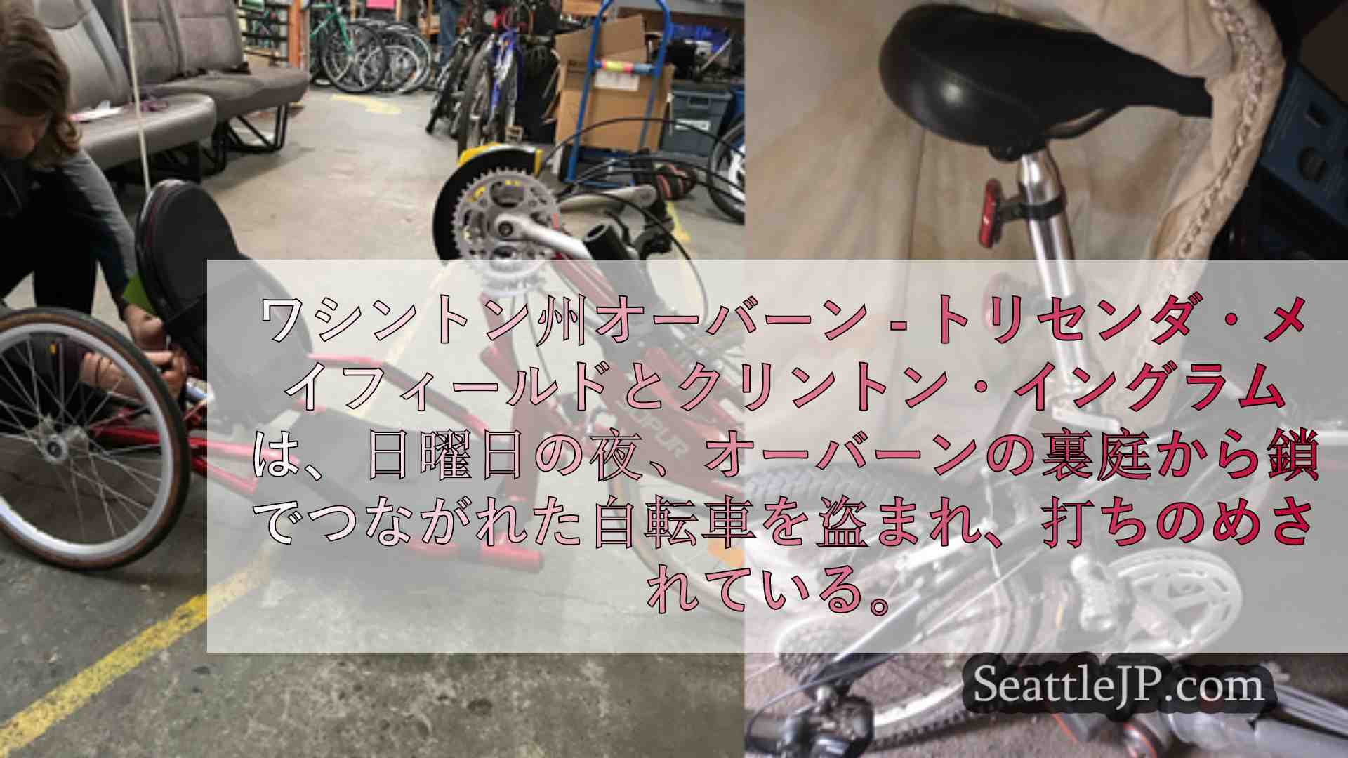 返してくれ」： 障害を持つオーバーン夫婦の自転車が裏庭から盗まれる