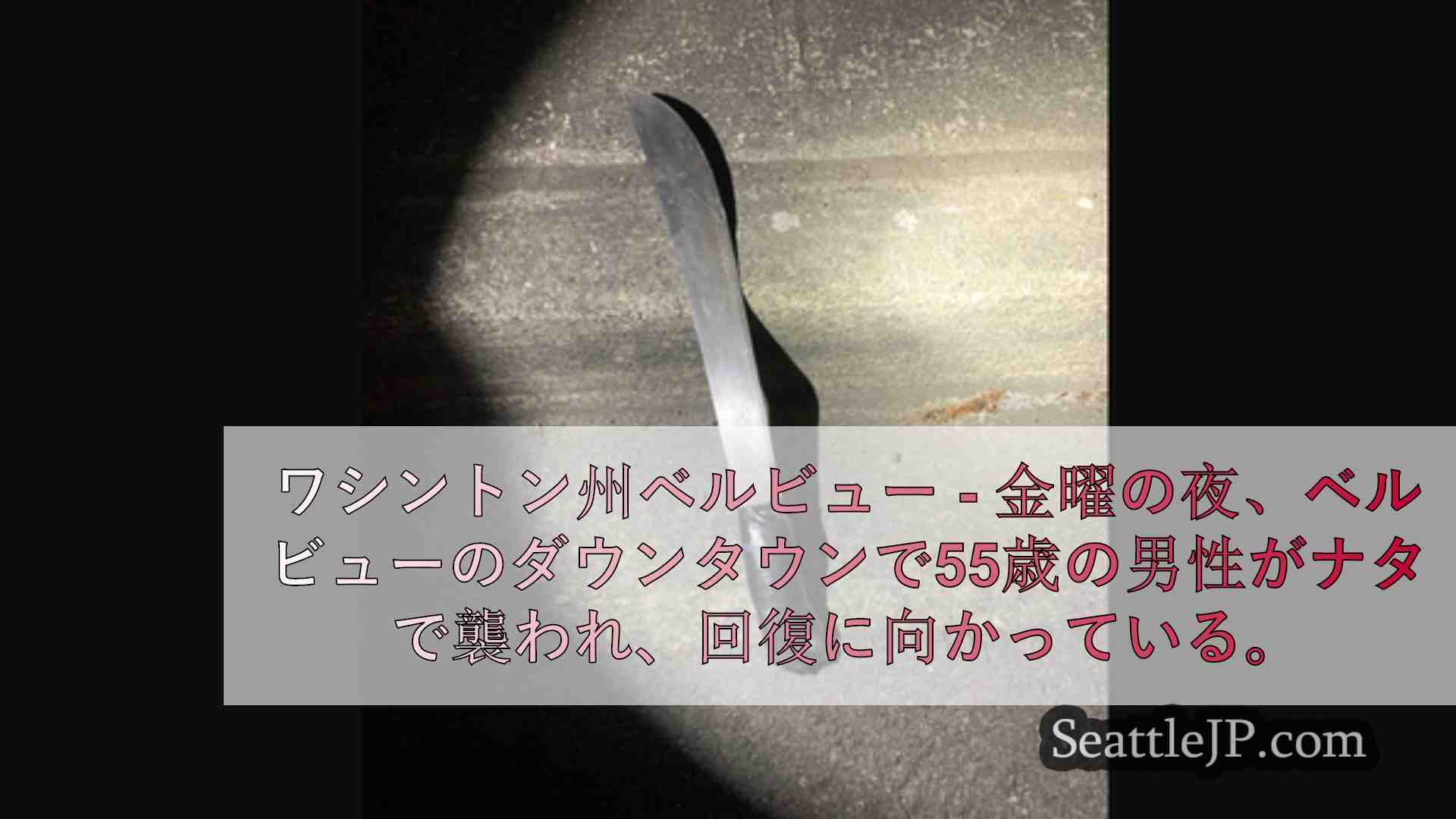 ベルビューのダウンタウンで鉈で襲われた男性、熊よけスプレーで身を守る