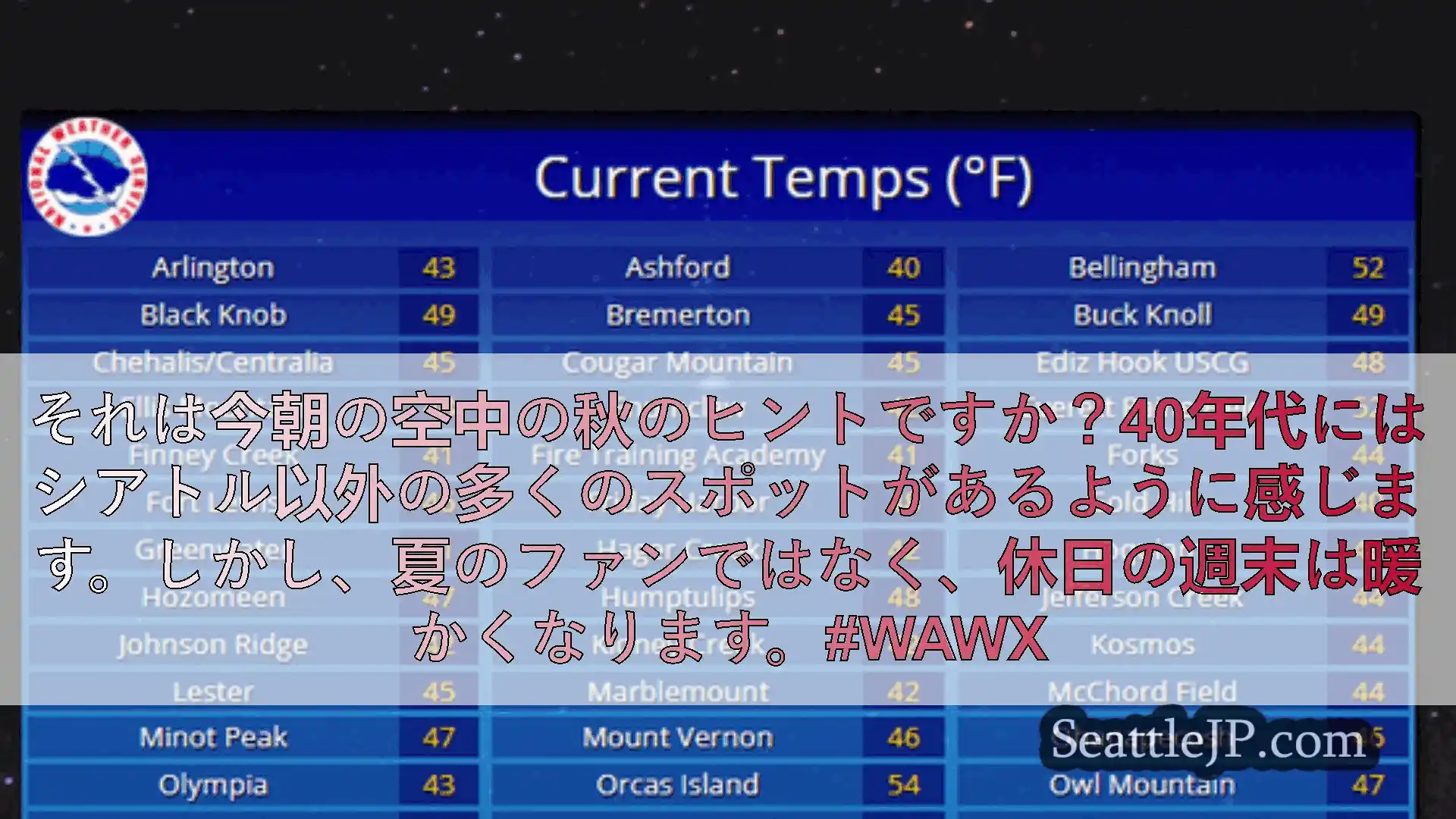シアトル 天気ニュース それは今朝の空中の秋のヒントですか？40年代にはシアトル以外の多くのス