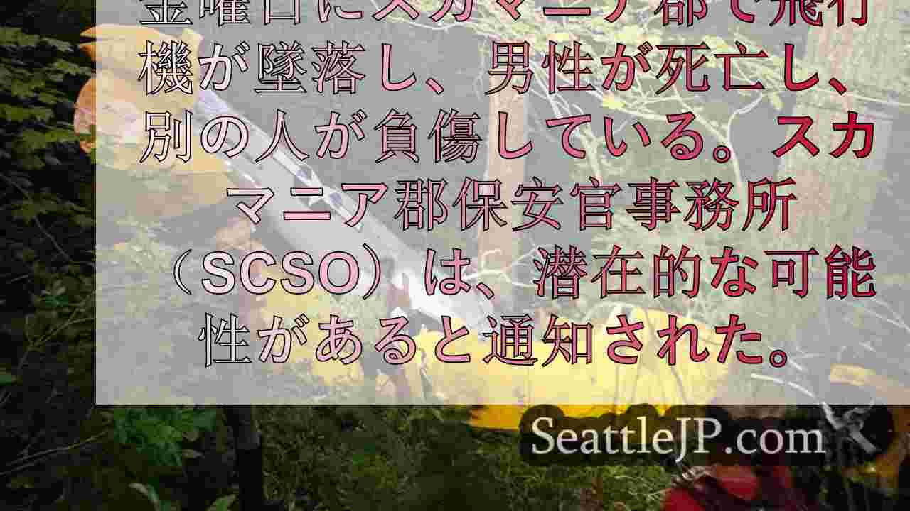 スカマニア郡で飛行機墜落、乗客死亡、パイロット負傷