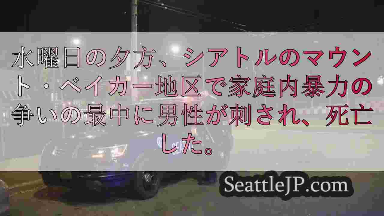 シアトルのマウント・ベイカー地区で家庭内紛争中の男性が刺され死亡