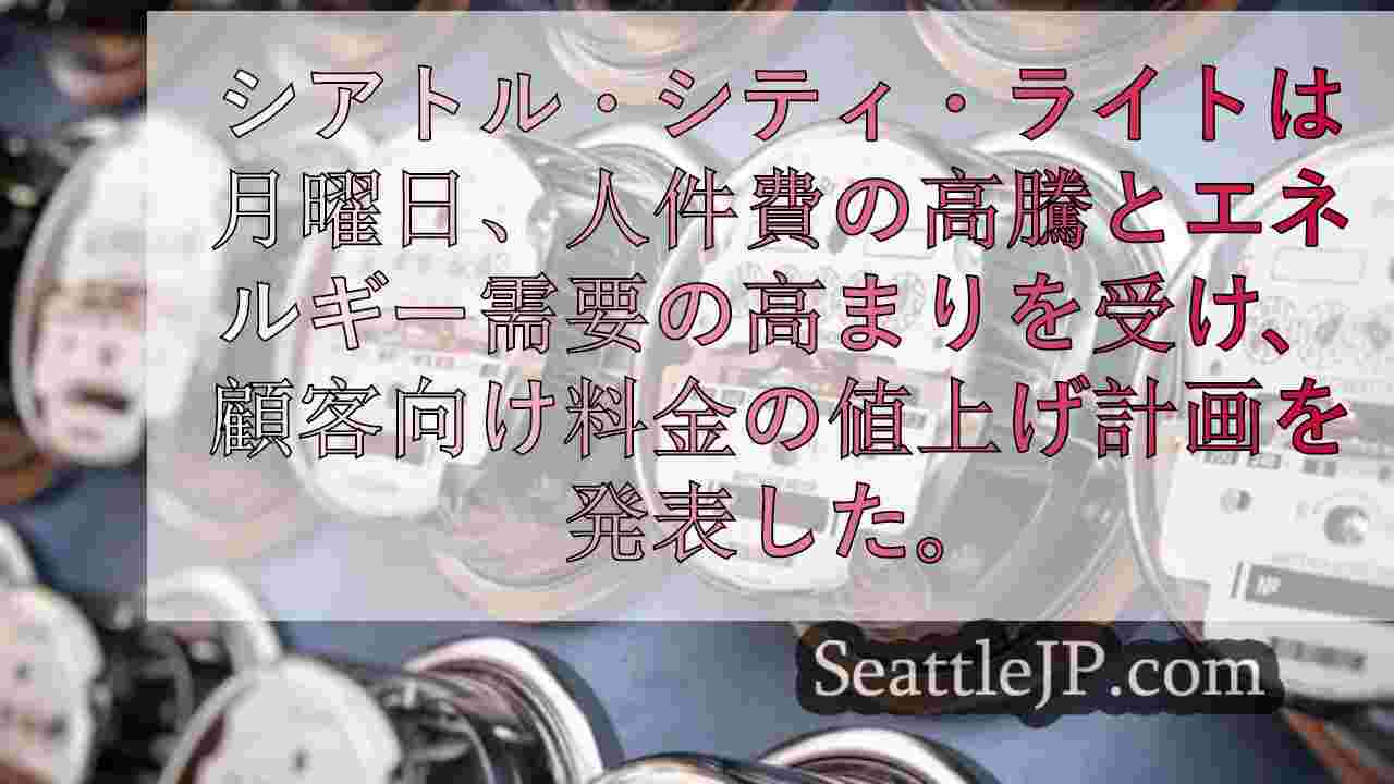 シアトルシティライト2025-2026年料金値上げ： 期待されること