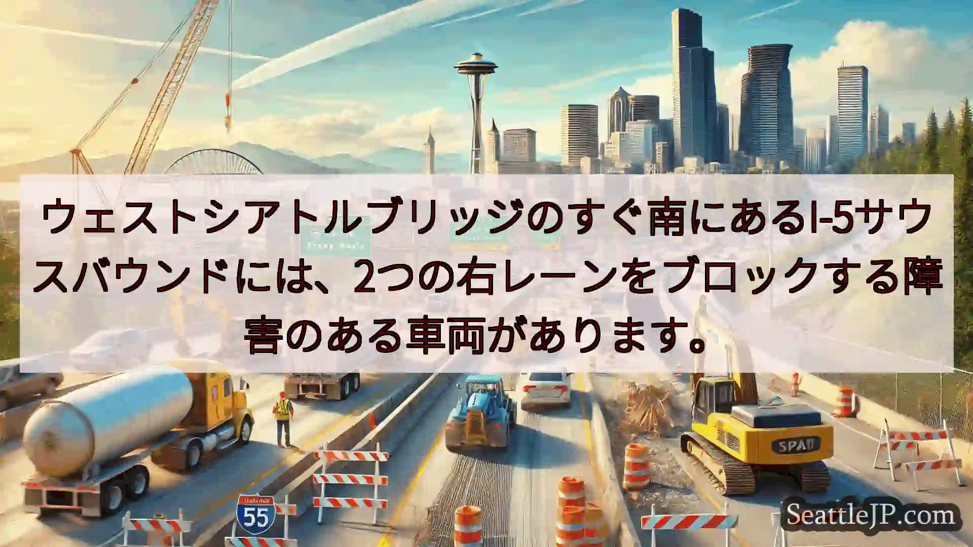 シアトル交通ニュース ウェストシアトルブリッジのすぐ南にあるI-5サウスバウンドには、2つの
