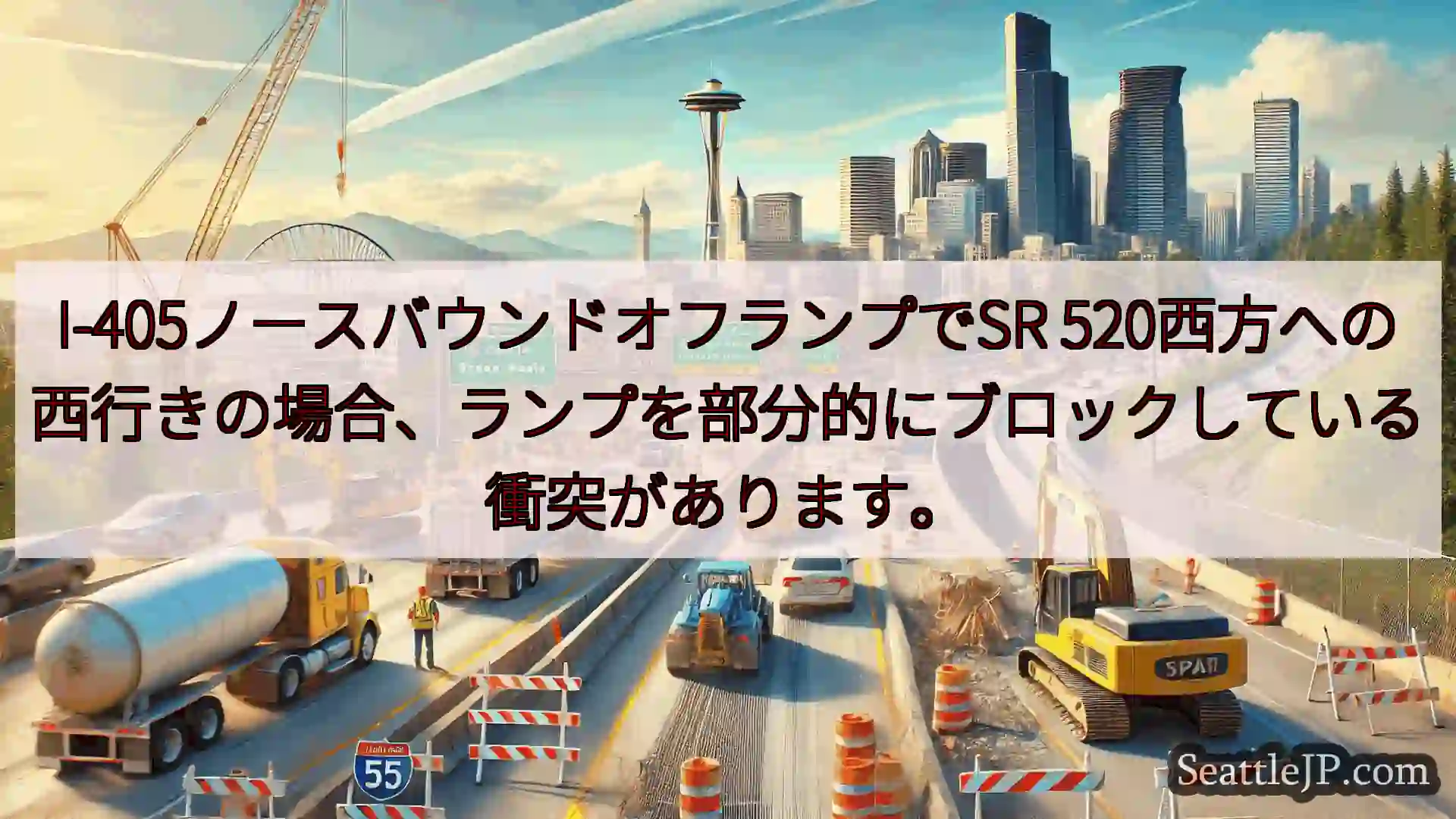 シアトル交通ニュース I-405ノースバウンドオフランプでSR