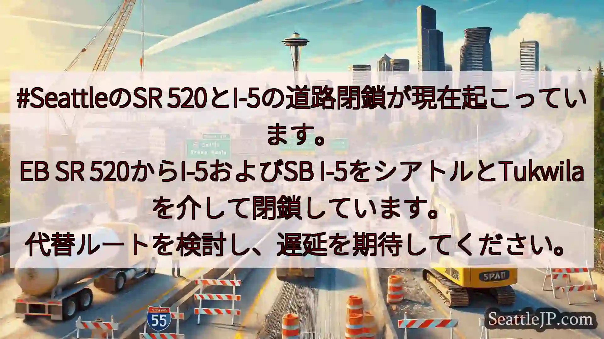 シアトル交通ニュース #SeattleのSR 520とI-5の道路閉鎖が現在起こっています。