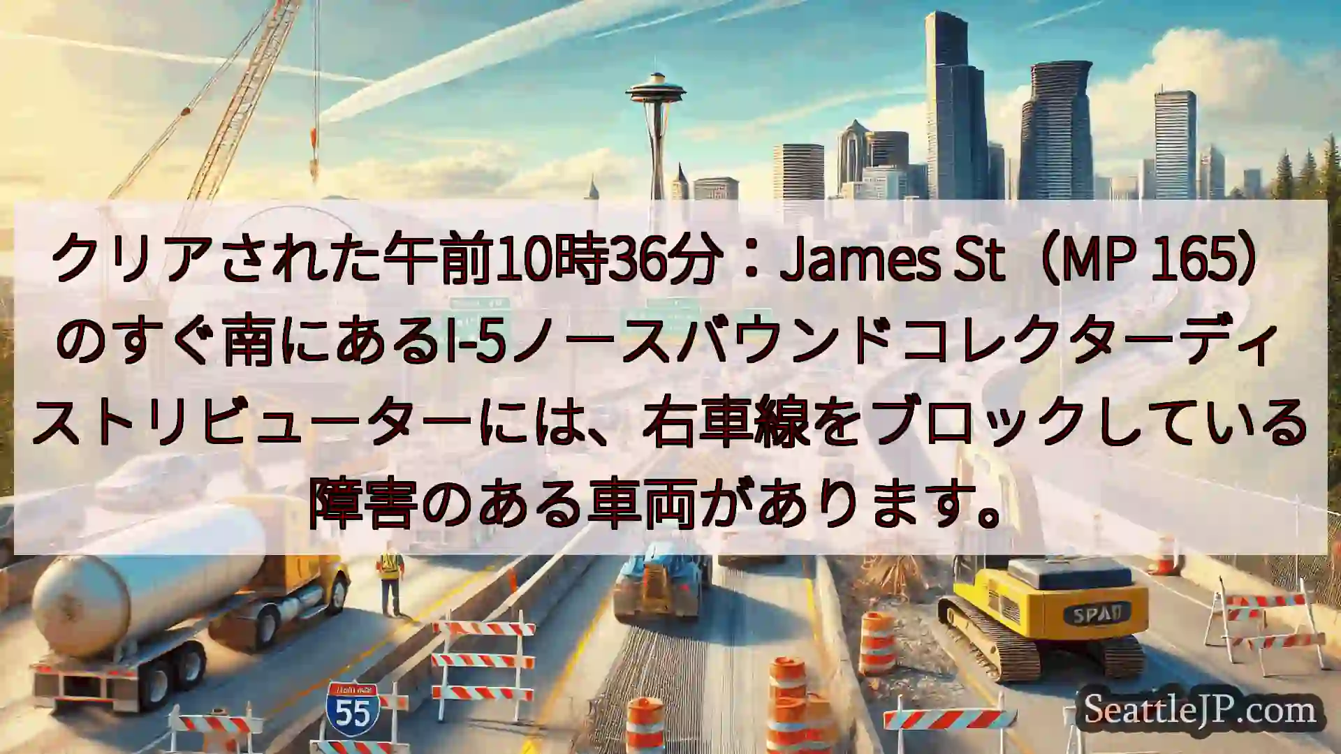 シアトル交通ニュース クリアされた午前10時36分：James St（MP