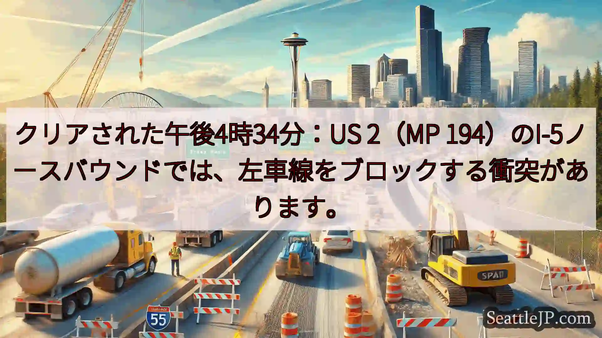 シアトル交通ニュース クリアされた午後4時34分：US 2（MP