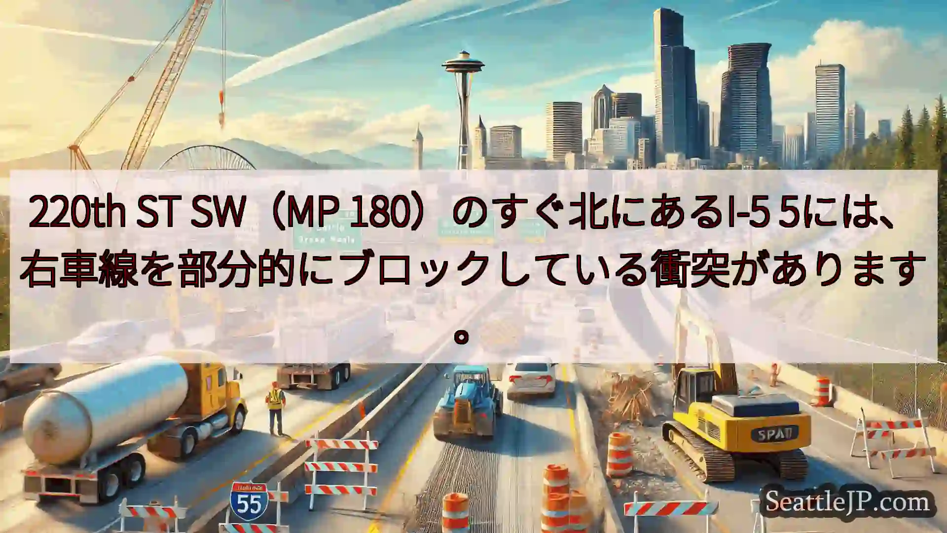 シアトル交通ニュース 220th ST SW（MP 180）のすぐ北にあるI-5