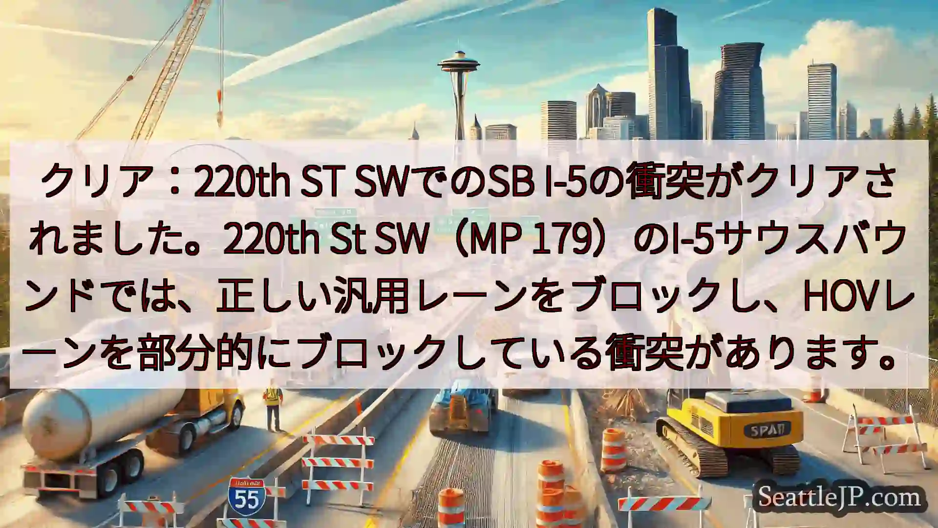 シアトル交通ニュース クリア：220th ST SWでのSB