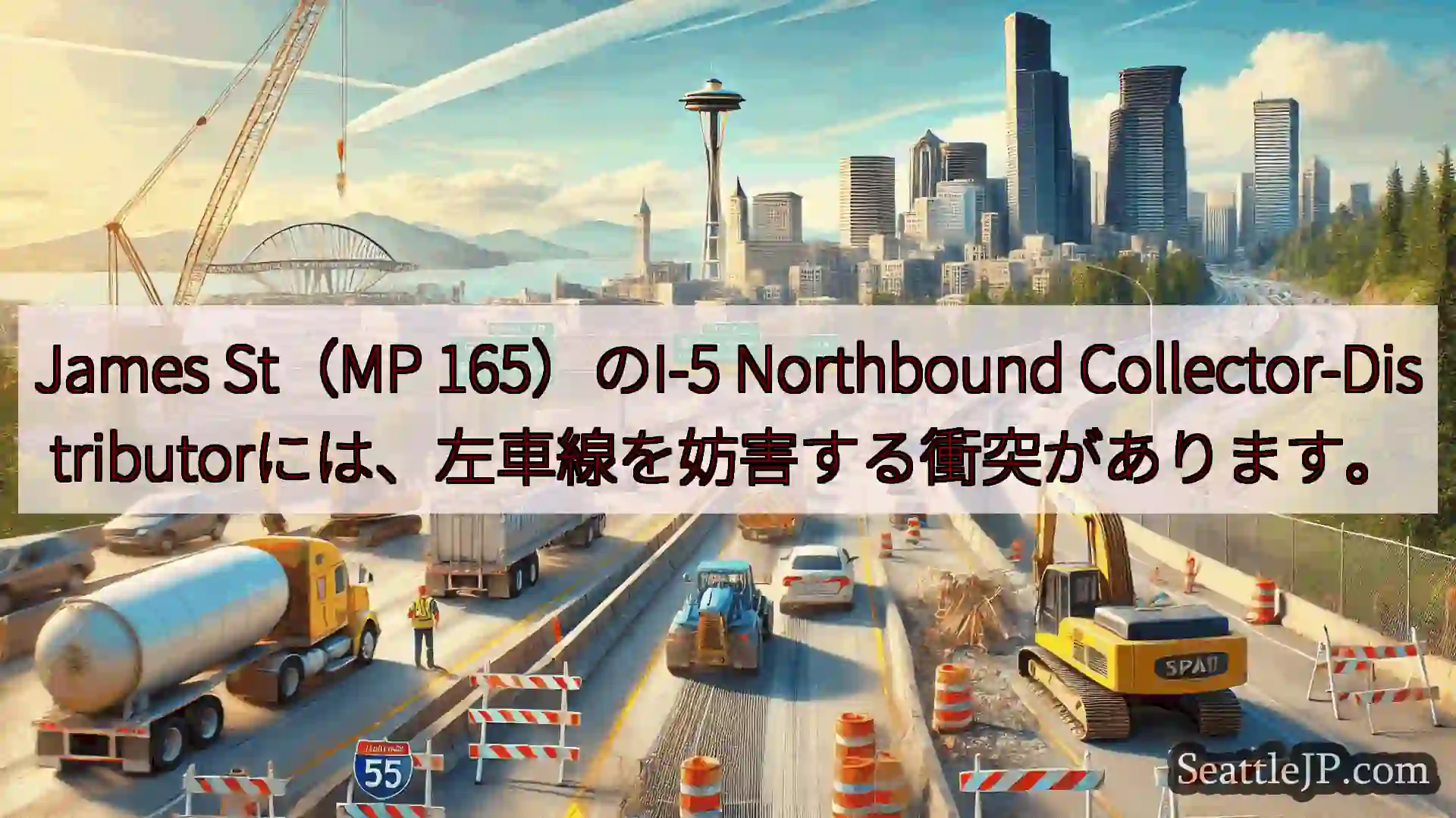 シアトル交通ニュース James St（MP 165）のI-5 Northbound
