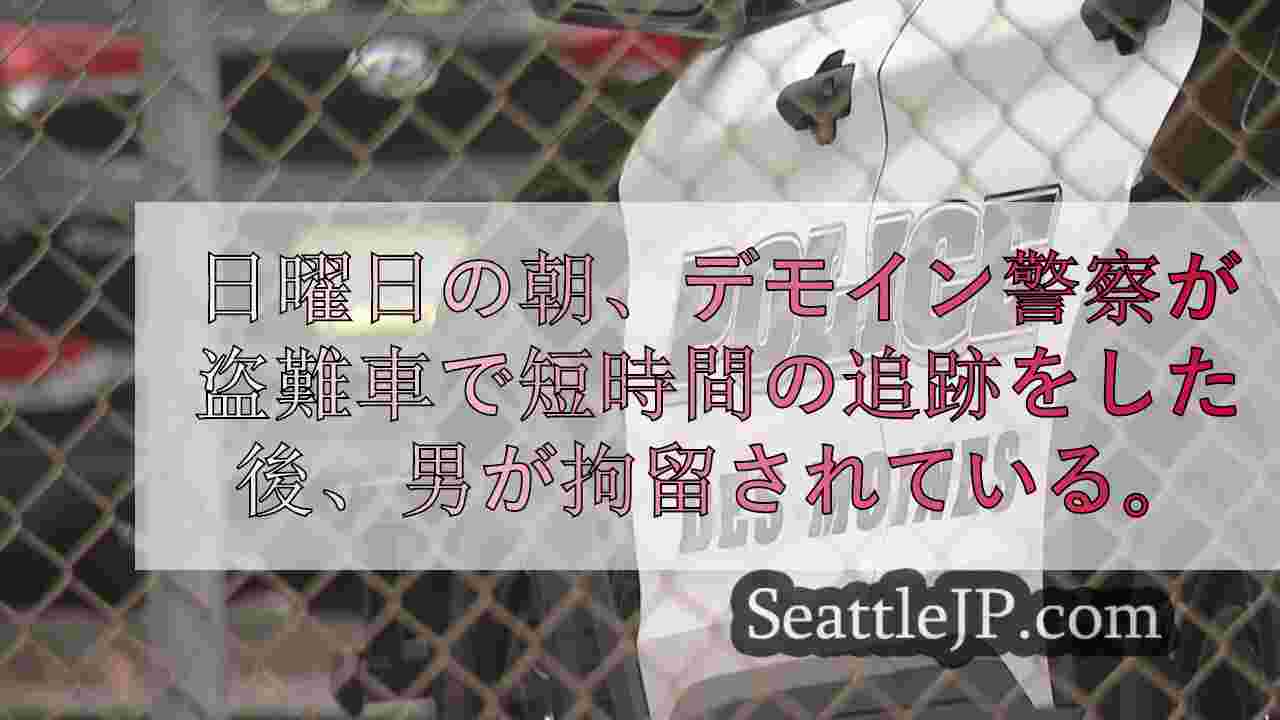 デモインの盗難車追跡で衝突、K9アシストで逮捕