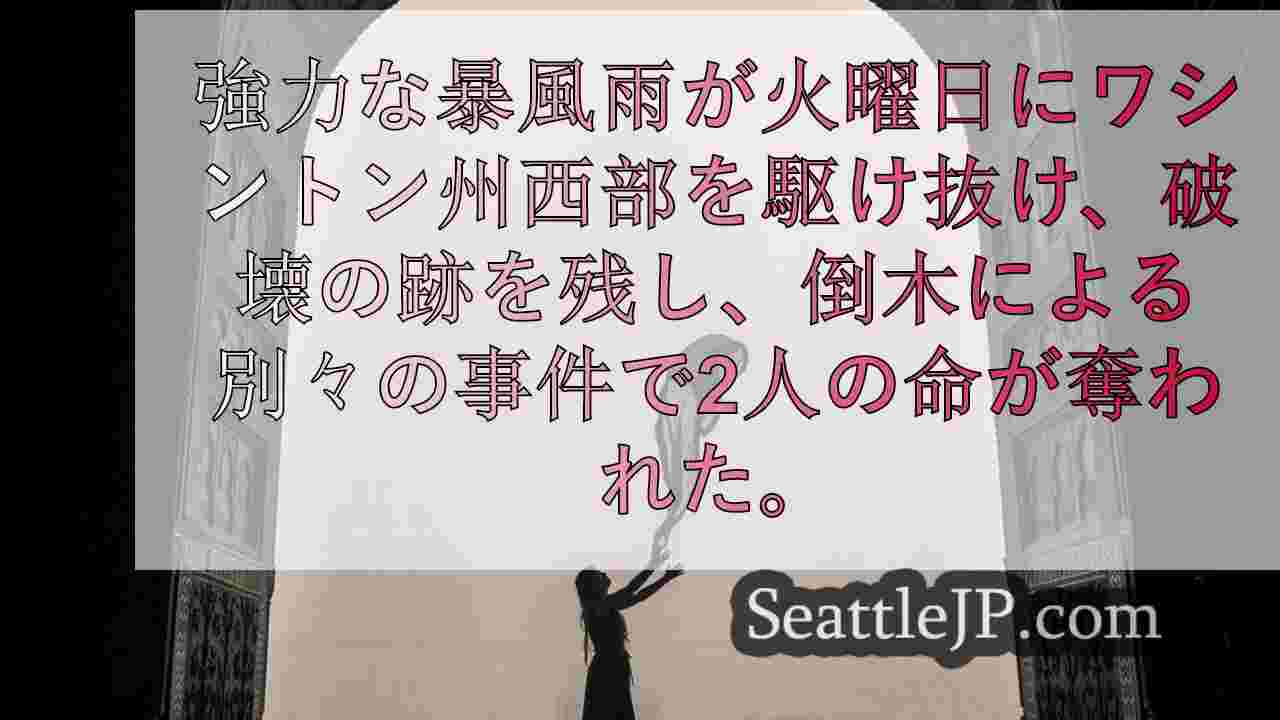 ワシントン州西部を襲った暴風雨で木が倒れ2人が死亡