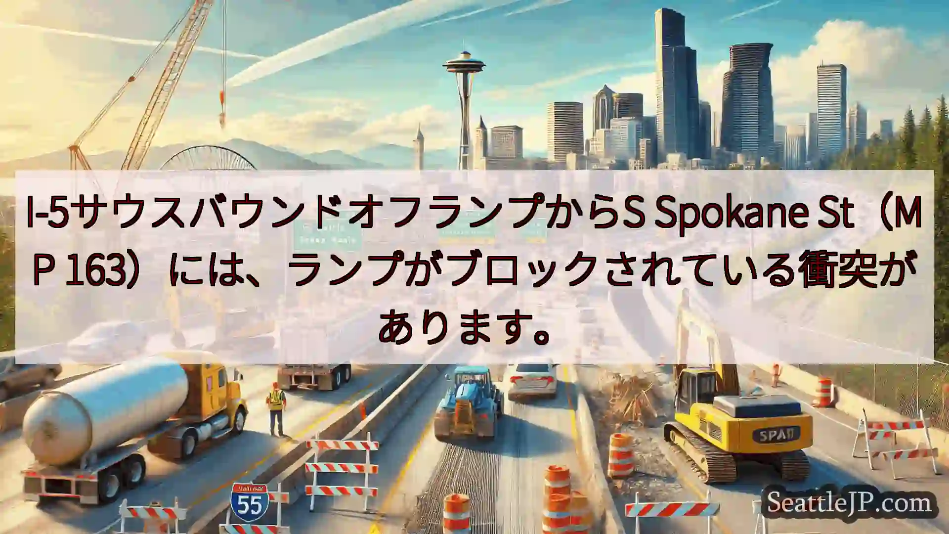 シアトル交通ニュース I-5サウスバウンドオフランプからS Spokane St（MP