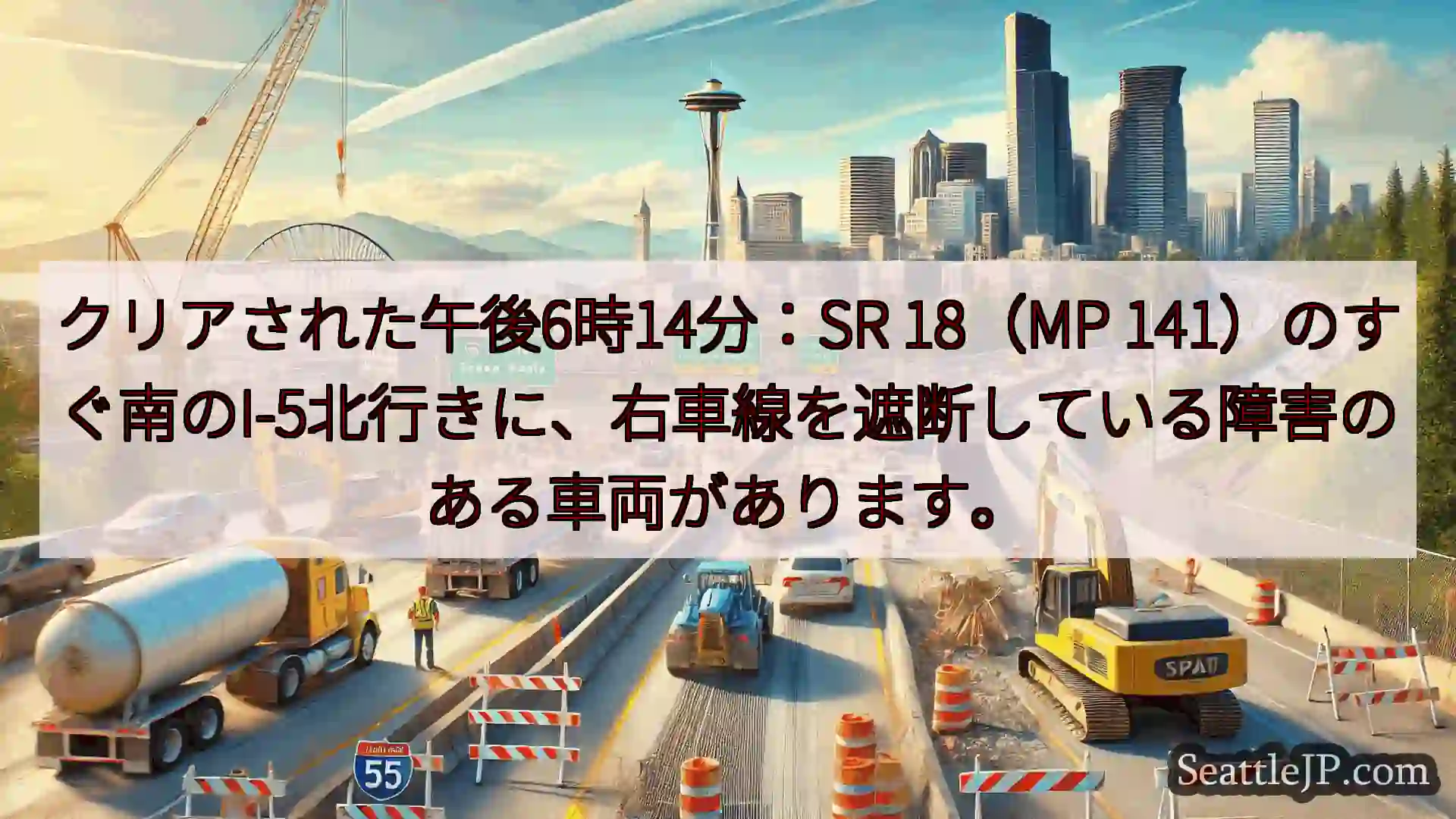 シアトル交通ニュース クリアされた午後6時14分：SR 18（MP