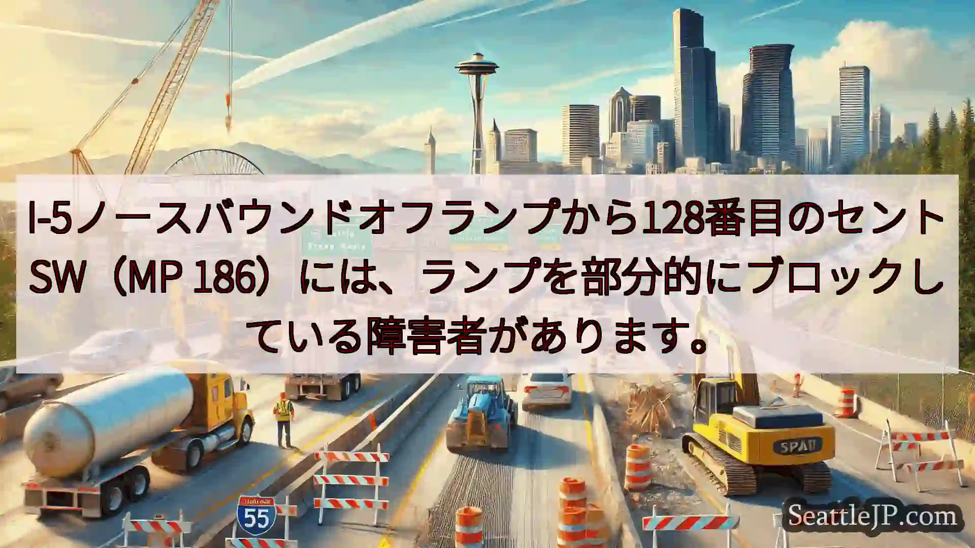 シアトル交通ニュース I-5ノースバウンドオフランプから128番目のセントSW（MP