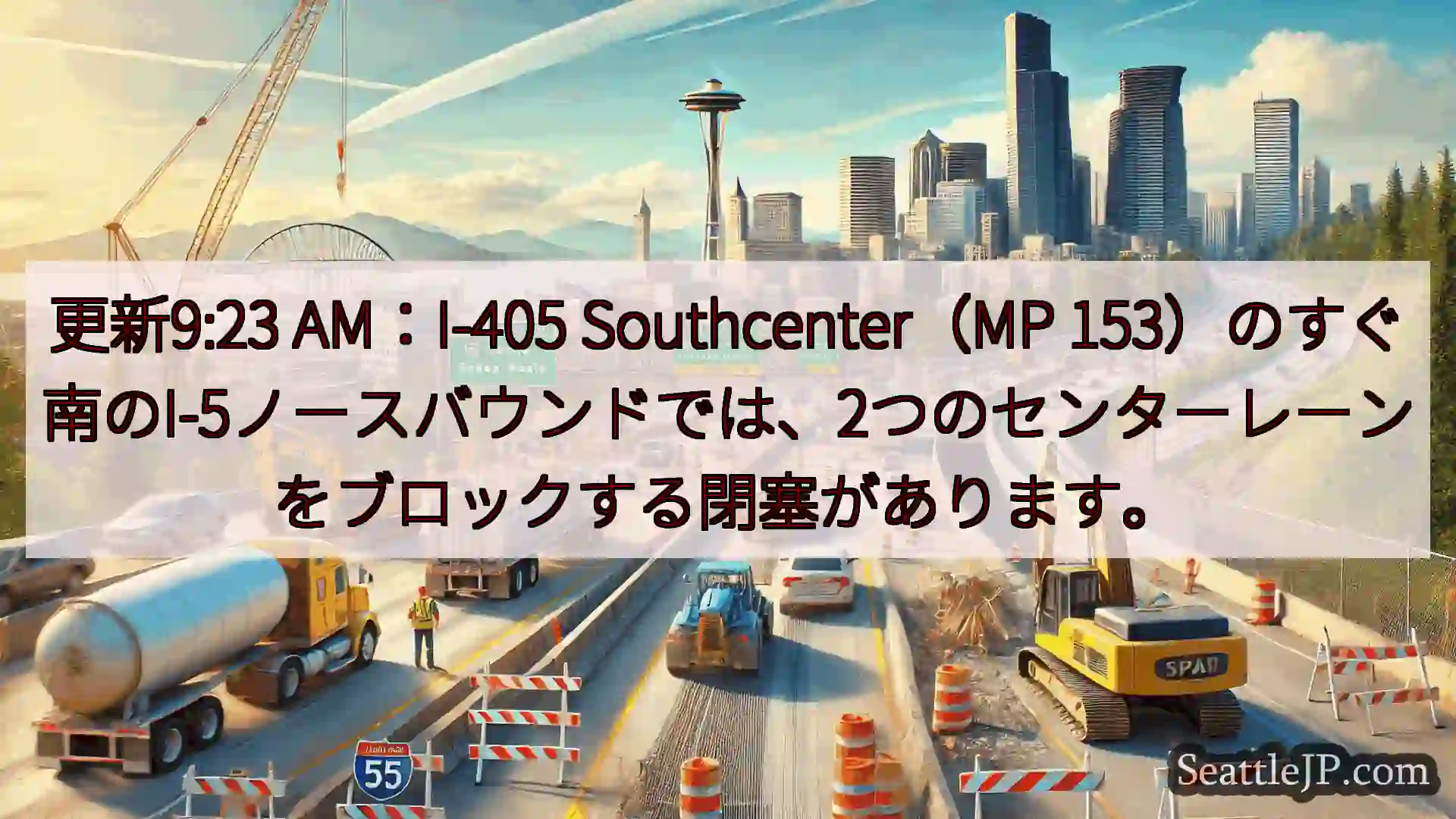 シアトル交通ニュース 更新9:23 AM：I-405 Southcenter（MP