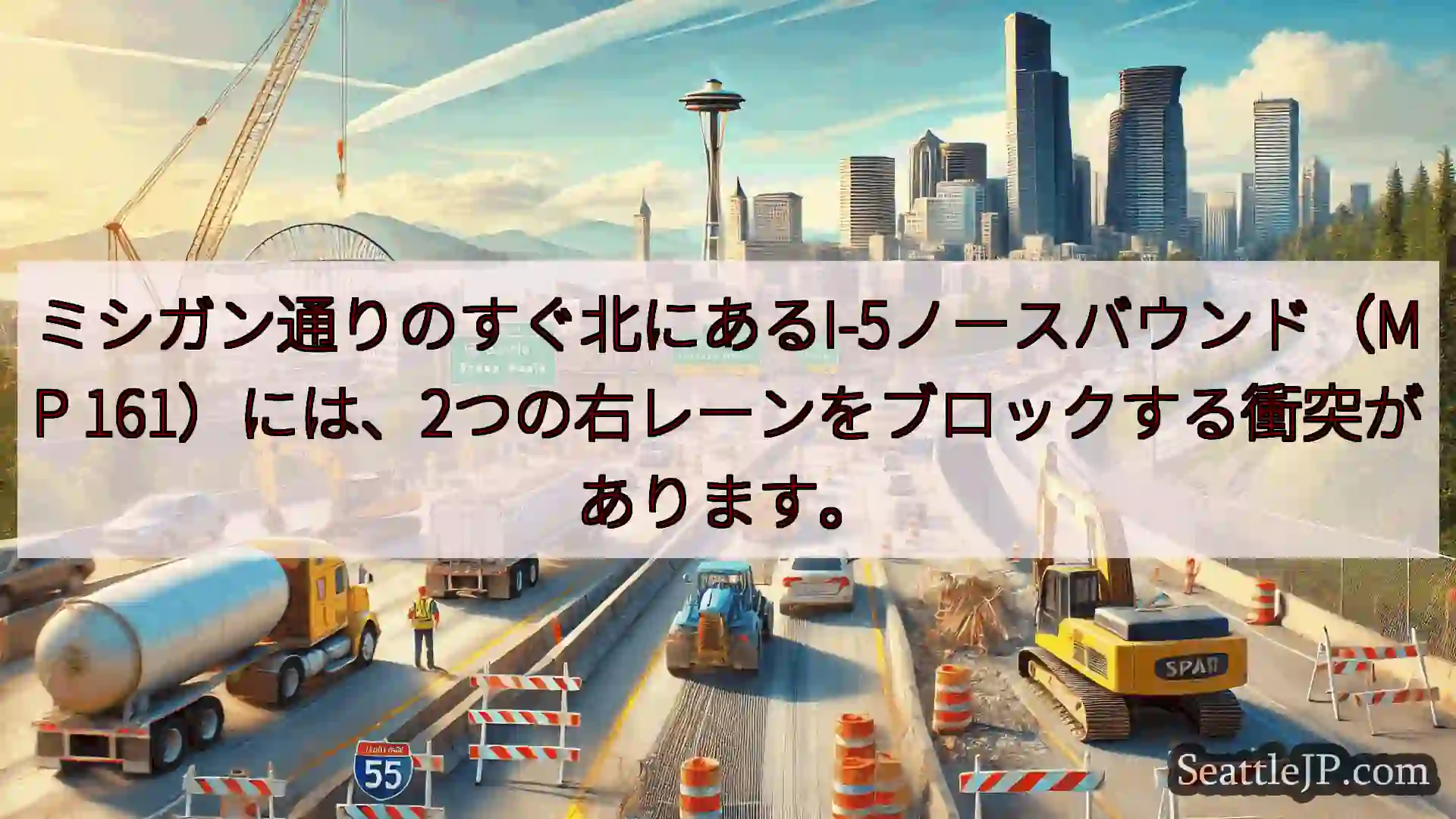 シアトル交通ニュース ミシガン通りのすぐ北にあるI-5ノースバウンド（MP