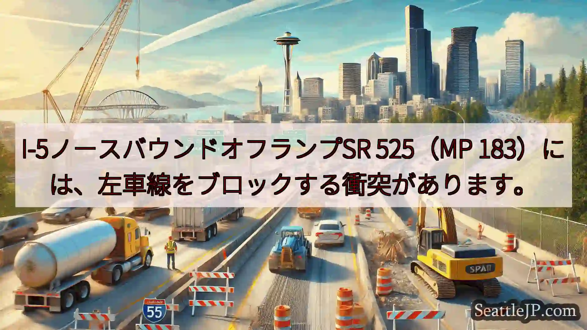 シアトル交通ニュース I-5ノースバウンドオフランプSR 525（MP