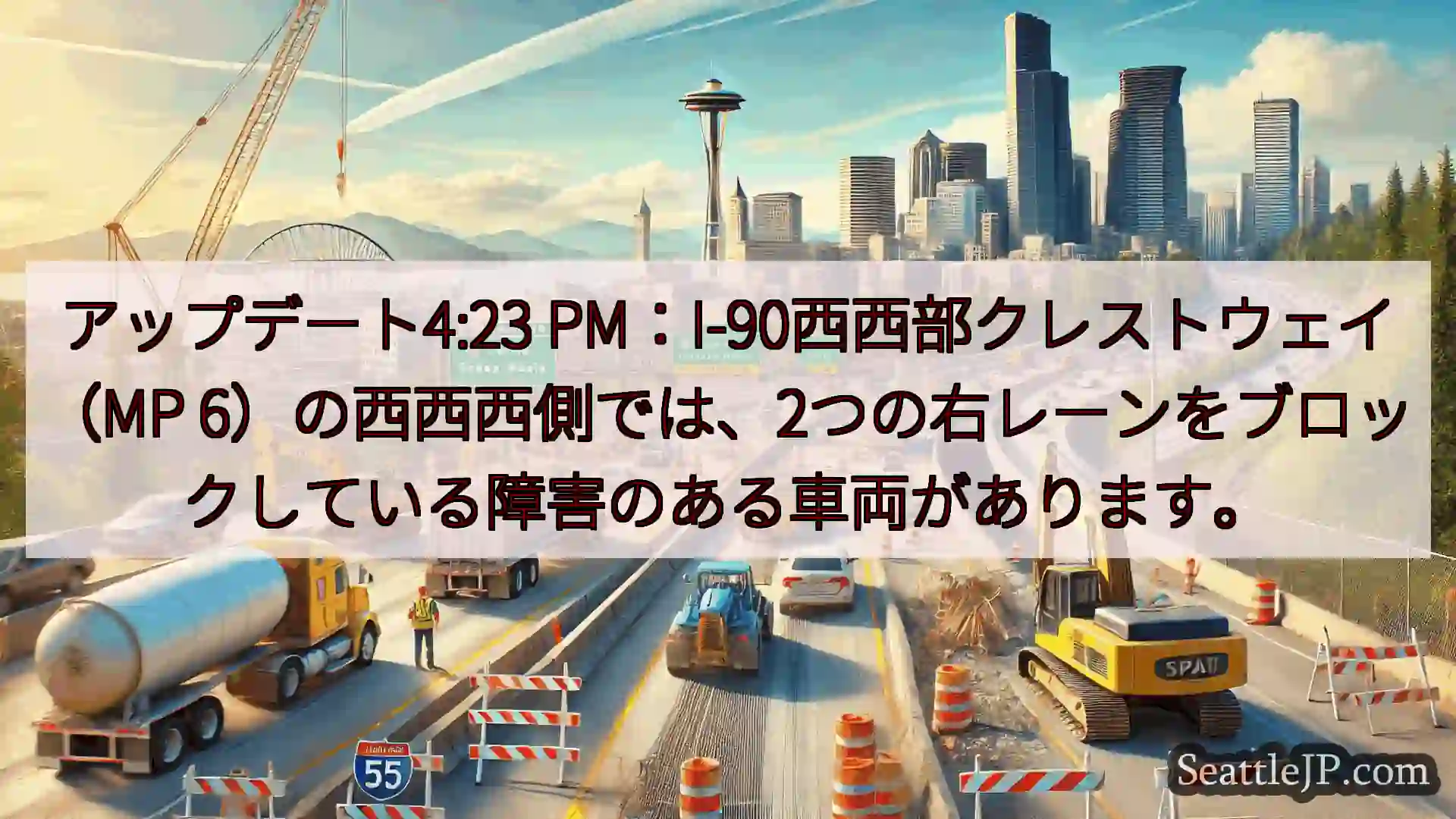 シアトル交通ニュース アップデート4:23 PM：I-90西西部クレストウェイ（MP