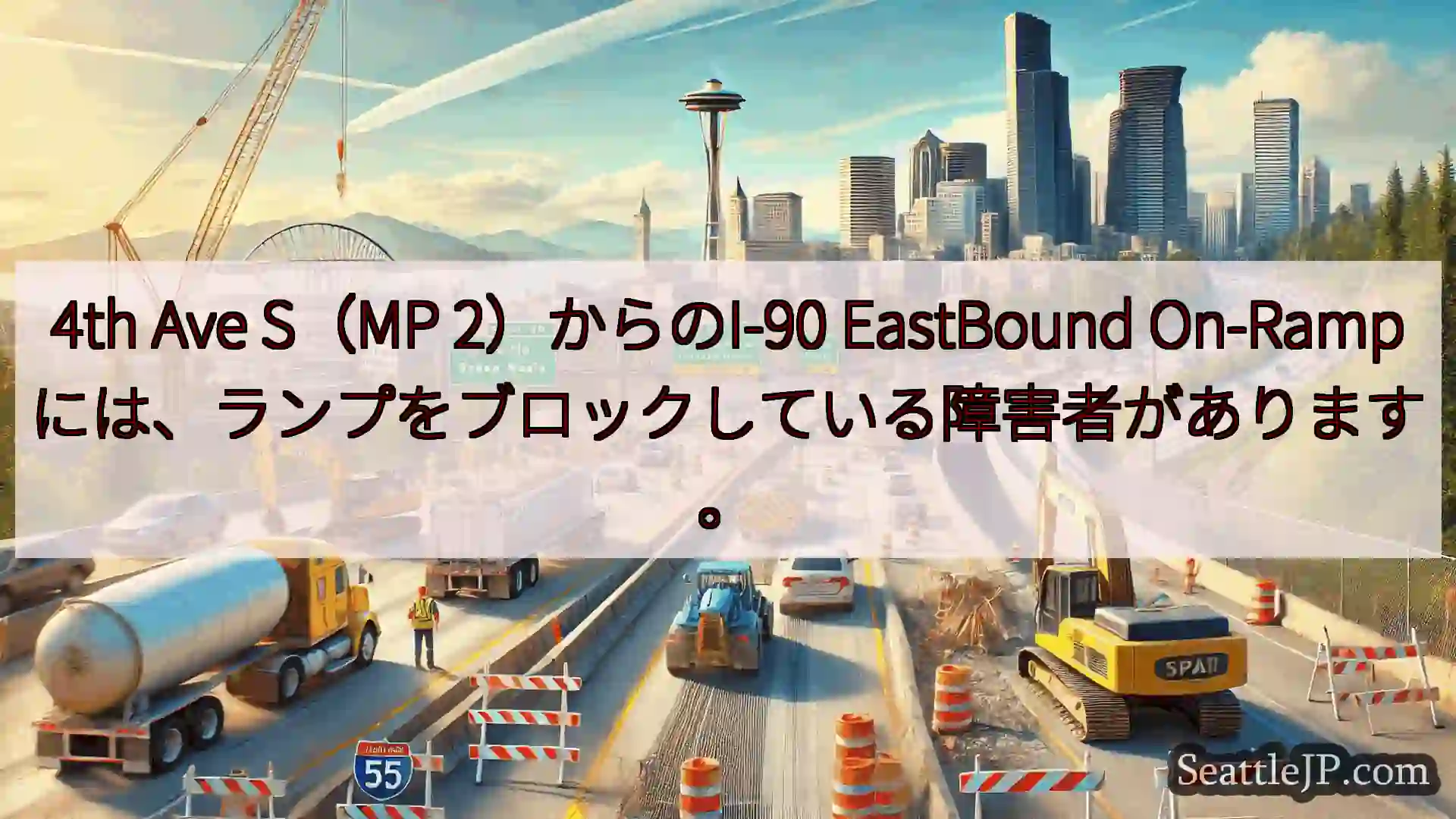 シアトル交通ニュース 4th Ave S（MP 2）からのI-90 EastBound
