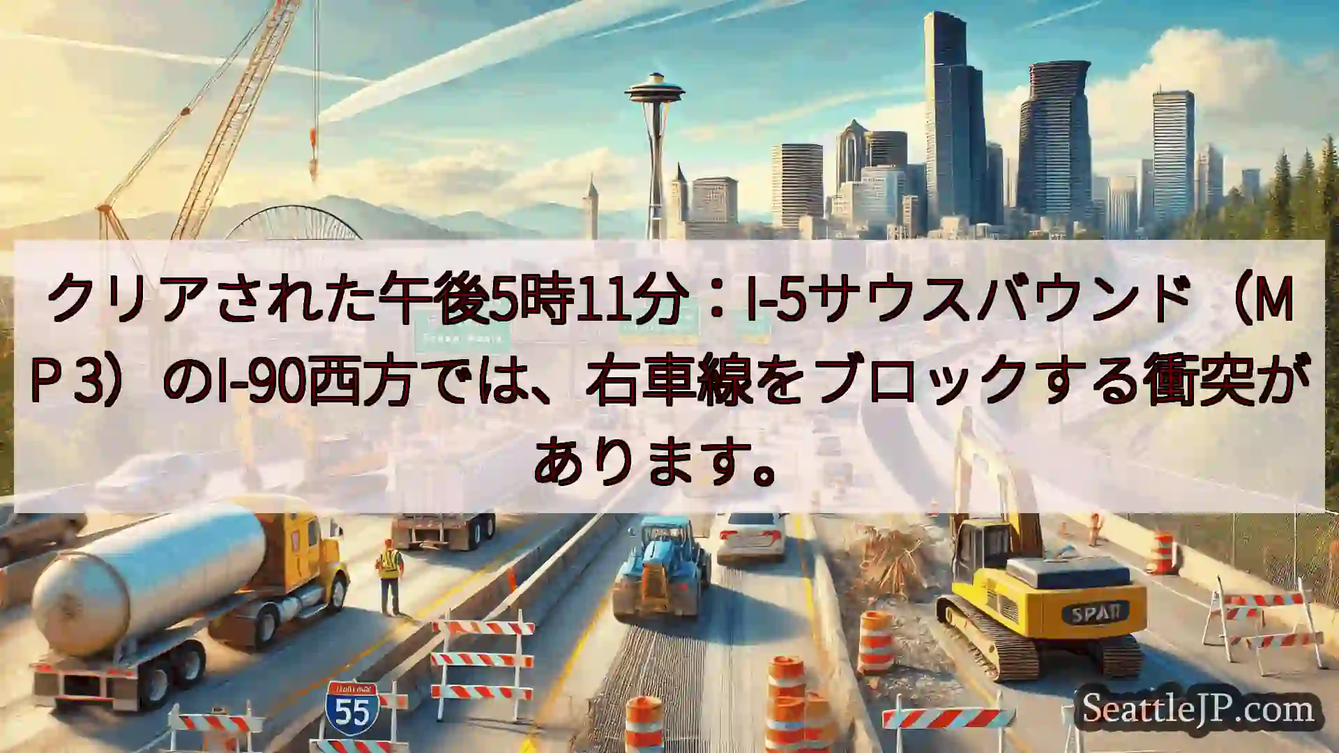シアトル交通ニュース クリアされた午後5時11分：I-5サウスバウンド（MP