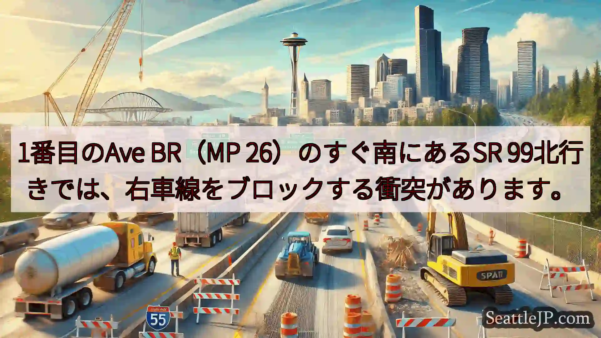 シアトル交通ニュース 1番目のAve BR（MP 26）のすぐ南にあるSR