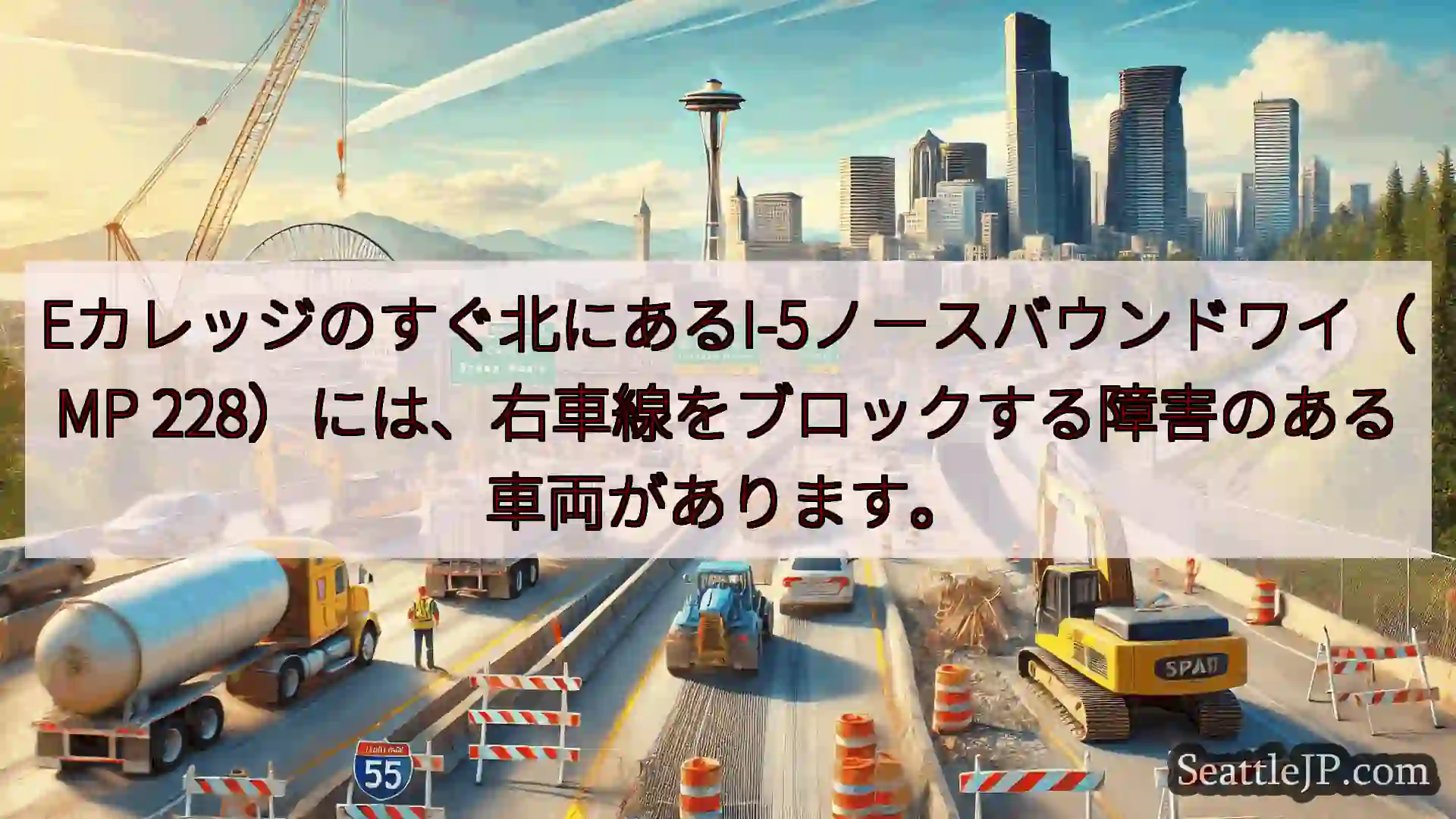 シアトル交通ニュース Eカレッジのすぐ北にあるI-5ノースバウンドワイ（MP