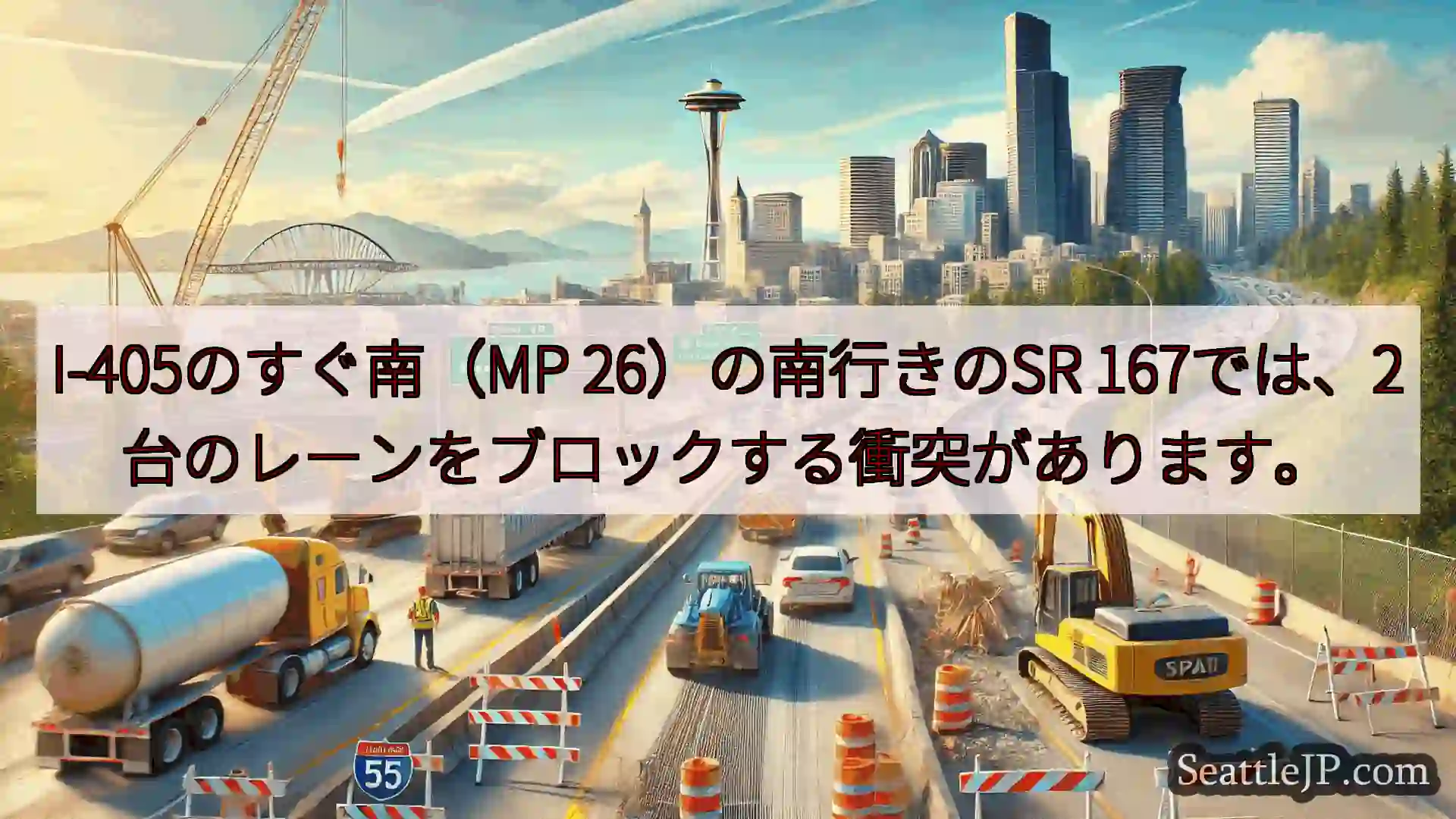 シアトル交通ニュース I-405のすぐ南（MP 26）の南行きのSR