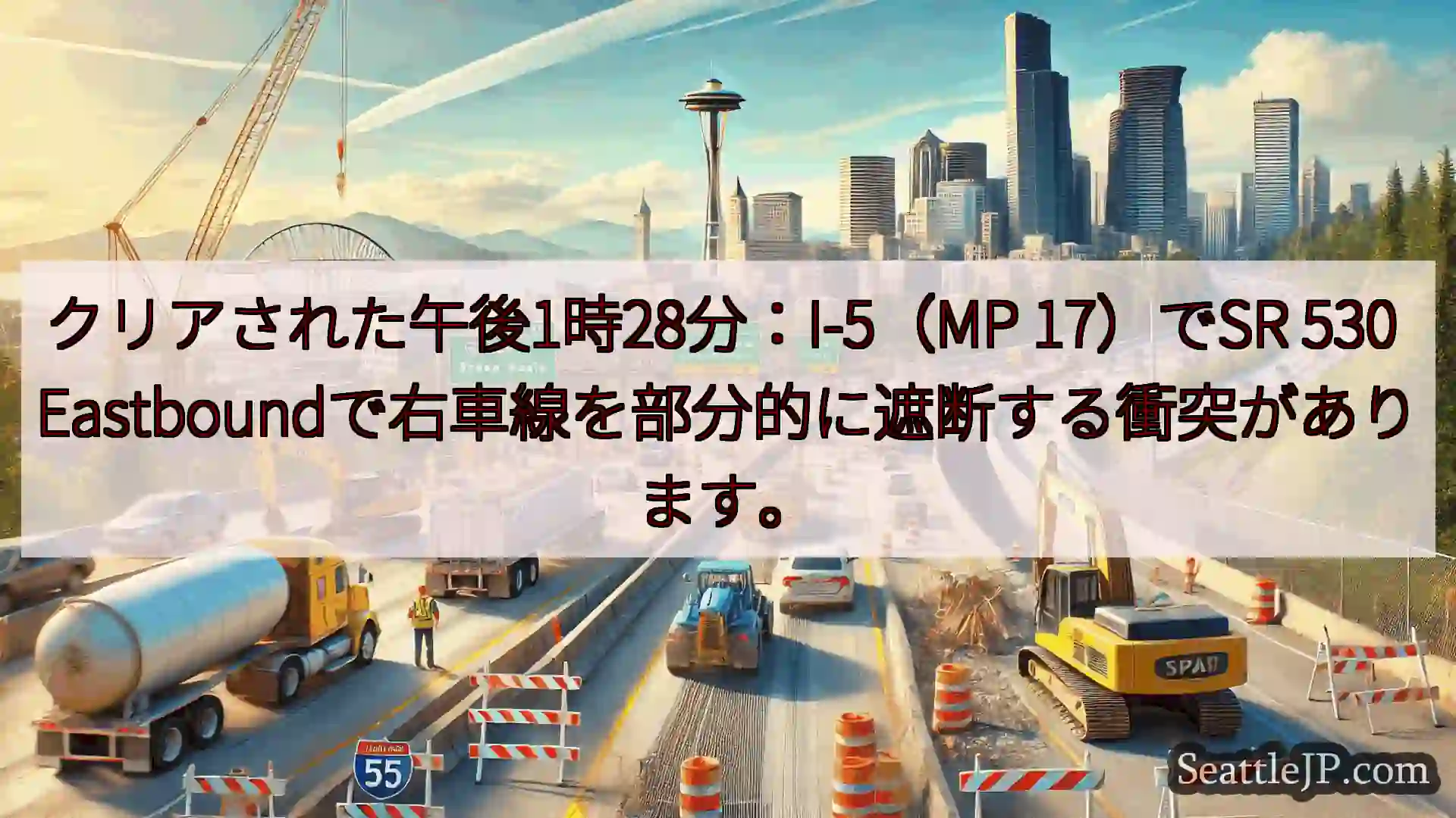 シアトル交通ニュース クリアされた午後1時28分：I-5（MP 17）でSR 530
