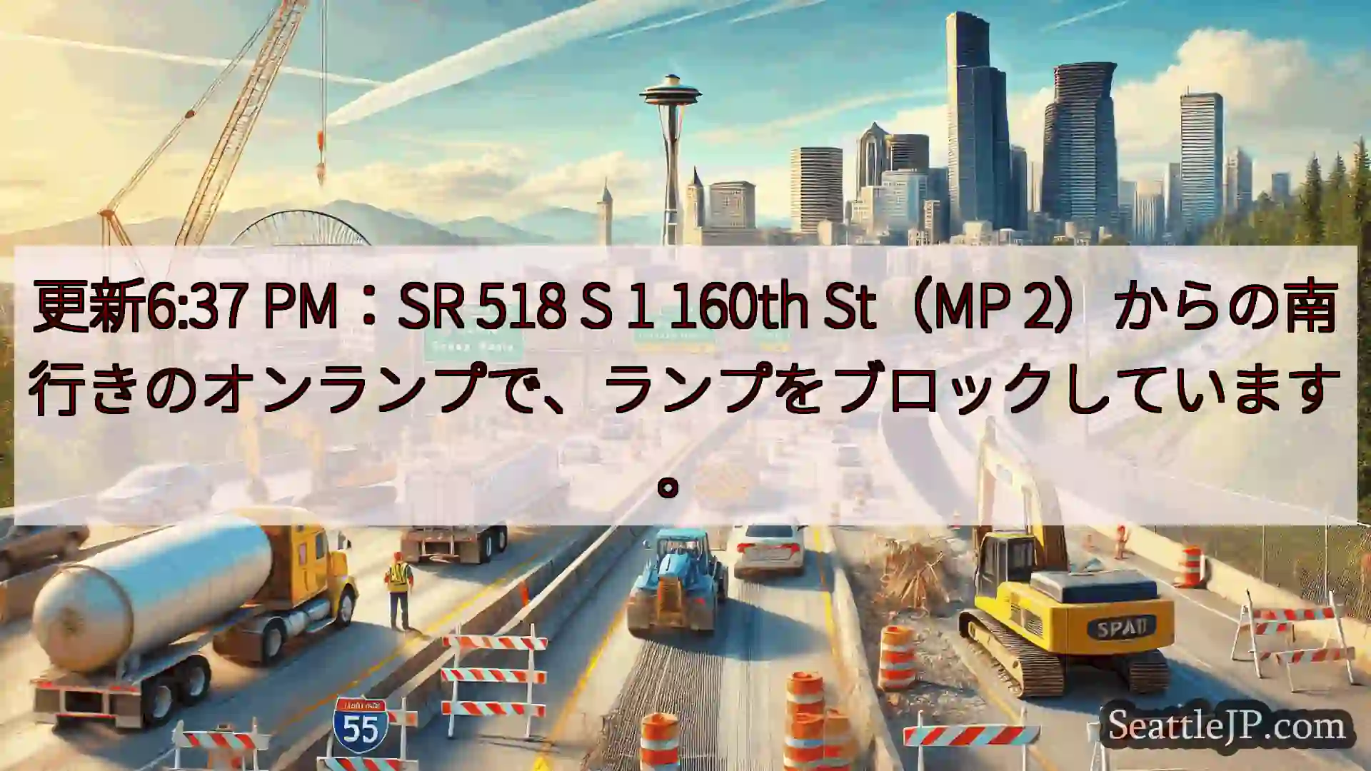 シアトル交通ニュース 更新6:37 PM：SR 518 S 1 160th St（MP