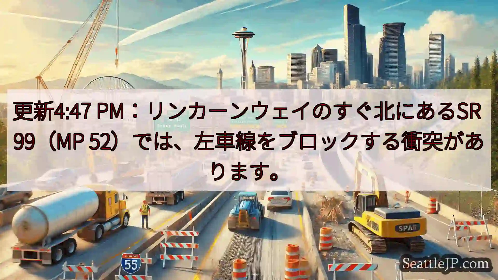 シアトル交通ニュース 更新4:47 PM：リンカーンウェイのすぐ北にあるSR 99（MP