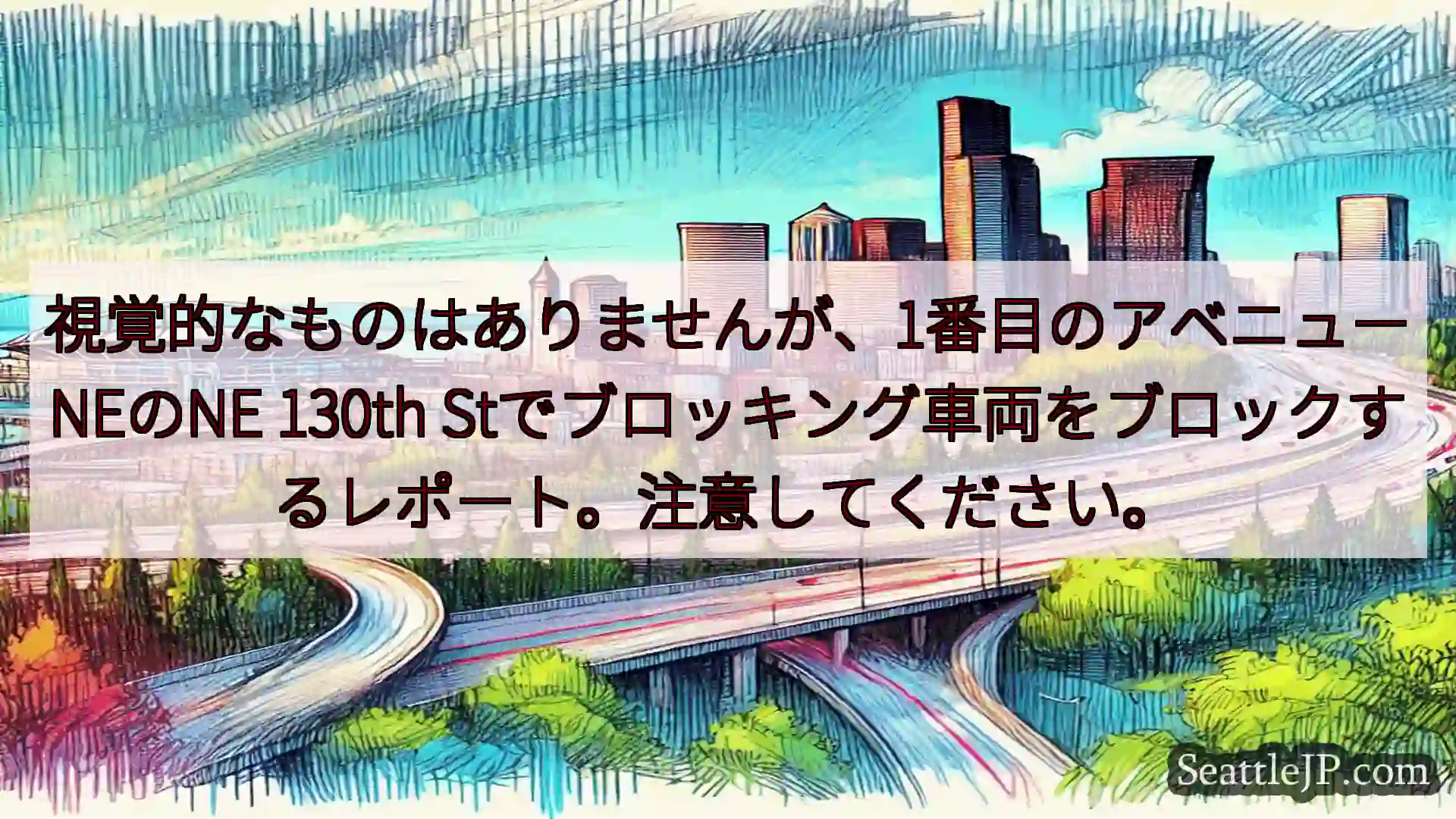 シアトル交通ニュース 視覚的なものはありませんが、1番目のアベニューNEのNE 130th