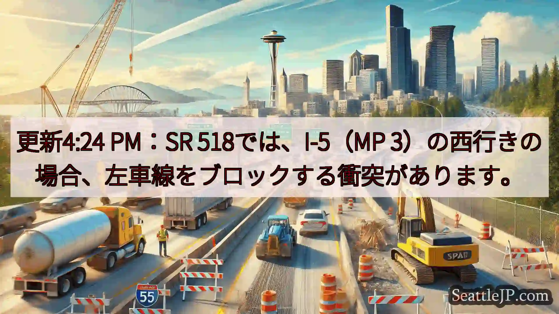 シアトル交通ニュース 更新4:24 PM：SR 518では、I-5（MP