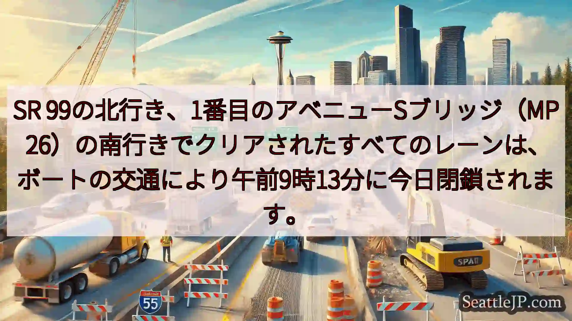 シアトル交通ニュース SR 99の北行き、1番目のアベニューSブリッジ（MP