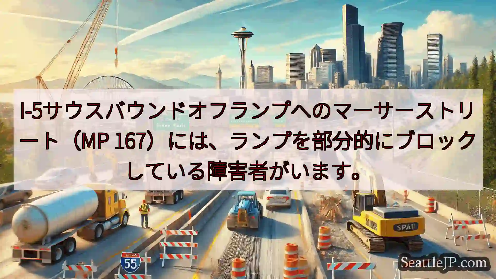シアトル交通ニュース I-5サウスバウンドオフランプへのマーサーストリート（MP