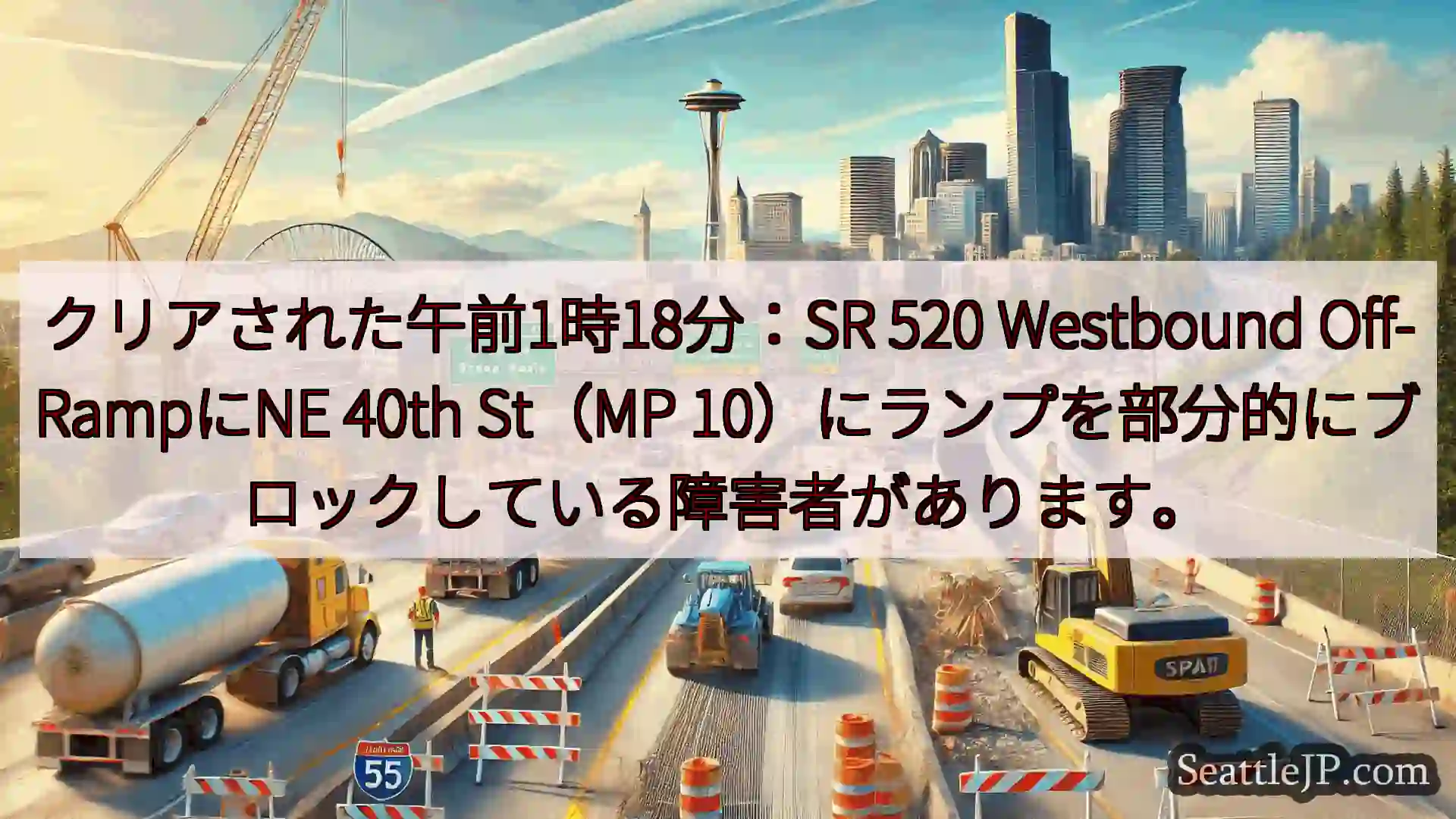シアトル交通ニュース クリアされた午前1時18分：SR 520 Westbound