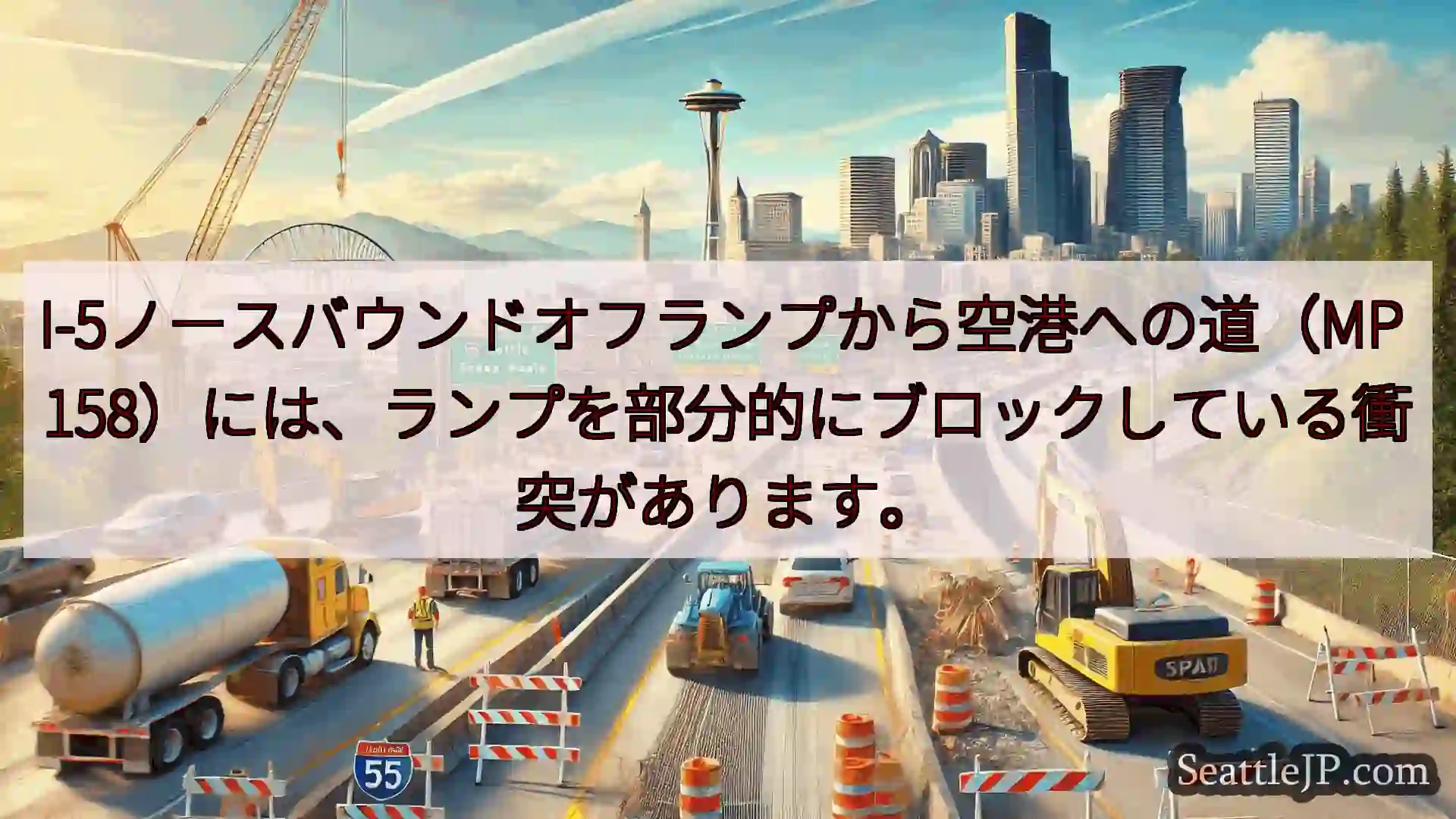 シアトル交通ニュース I-5ノースバウンドオフランプから空港への道（MP