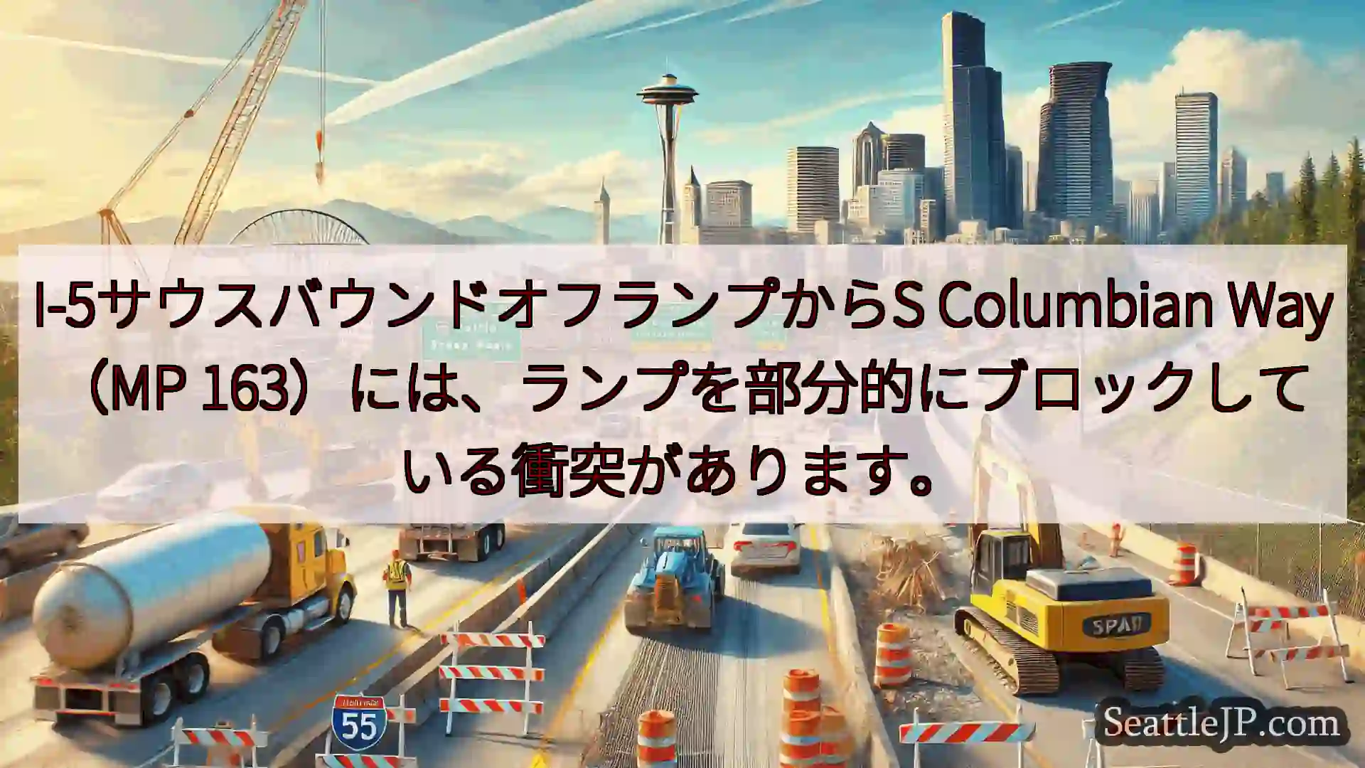 シアトル交通ニュース I-5サウスバウンドオフランプからS Columbian