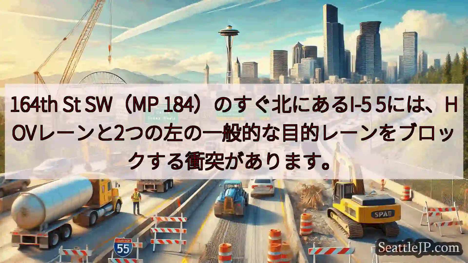 シアトル交通ニュース 164th St SW（MP 184）のすぐ北にあるI-5