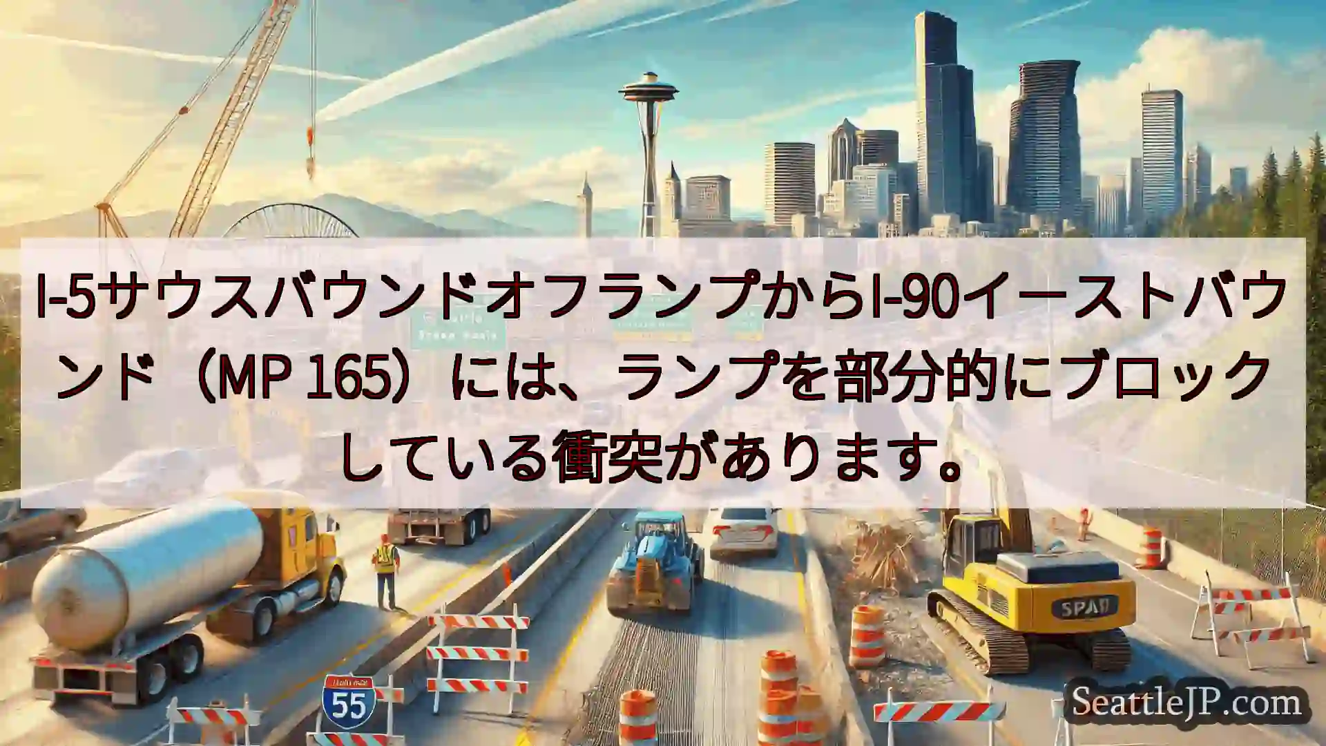 シアトル交通ニュース I-5サウスバウンドオフランプからI-90イーストバウンド（MP