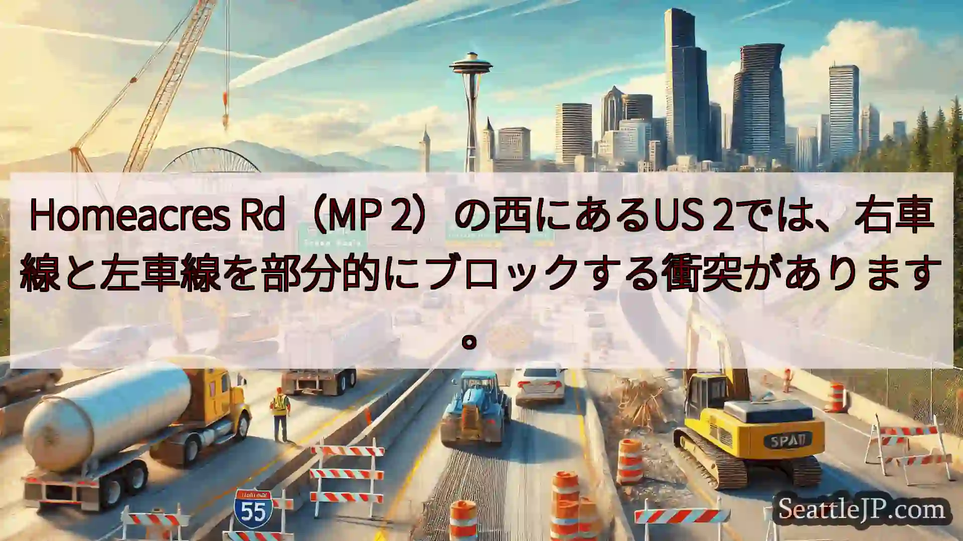 シアトル交通ニュース Homeacres Rd（MP 2）の西にあるUS