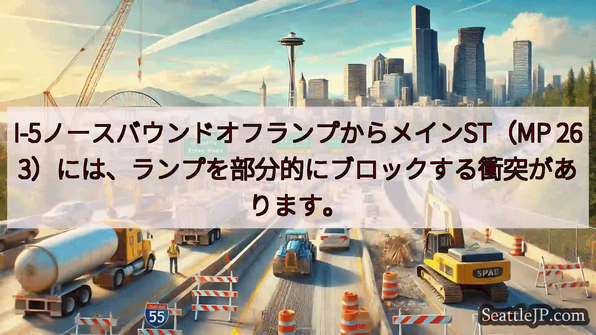 シアトル交通ニュース I-5ノースバウンドオフランプからメインST（MP