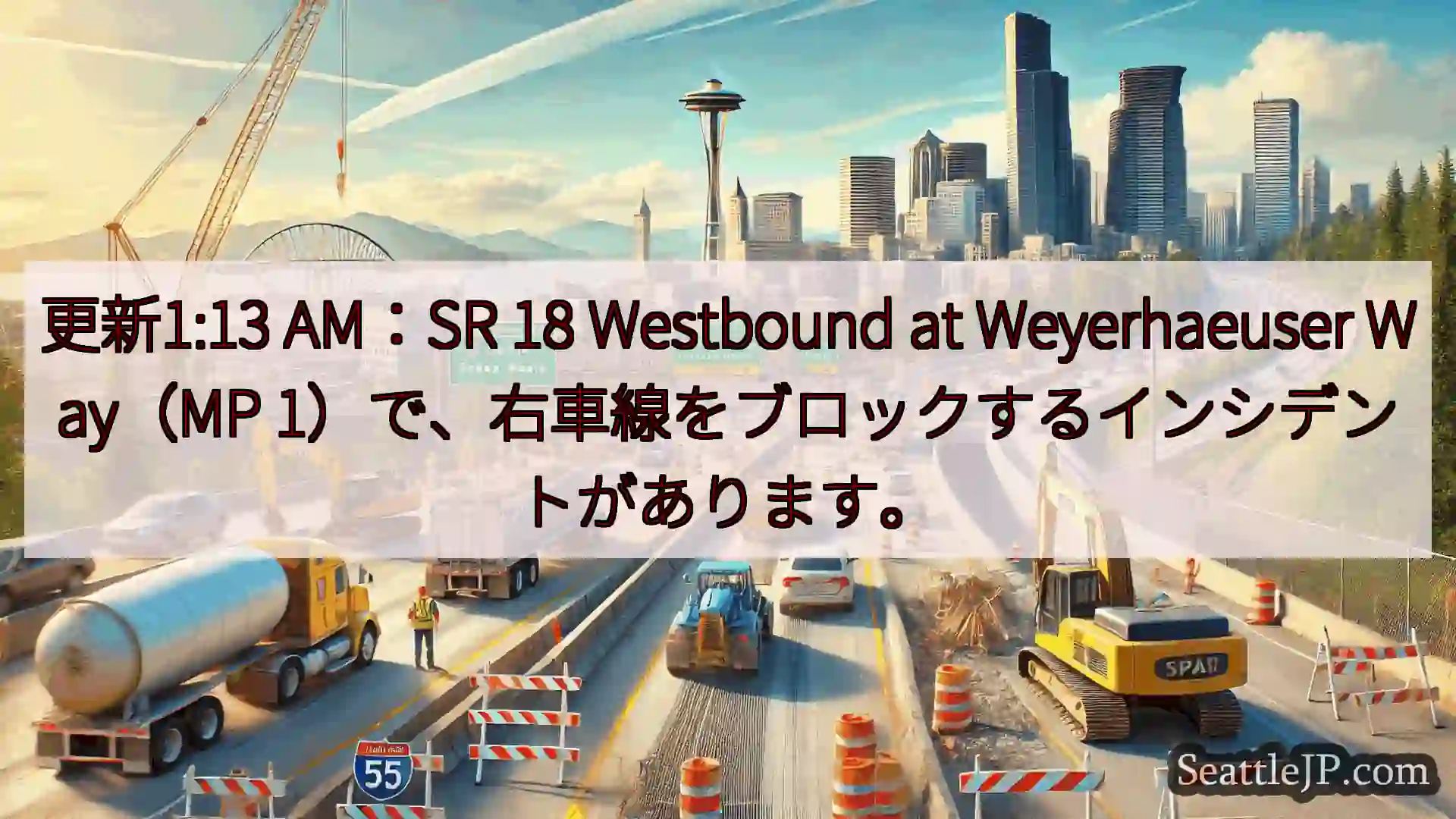 シアトル交通ニュース 更新1:13 AM：SR 18 Westbound at