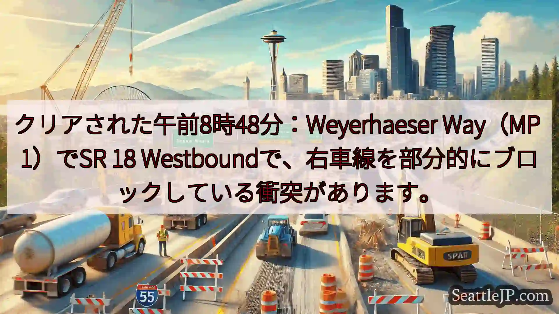 シアトル交通ニュース クリアされた午前8時48分：Weyerhaeser Way（MP