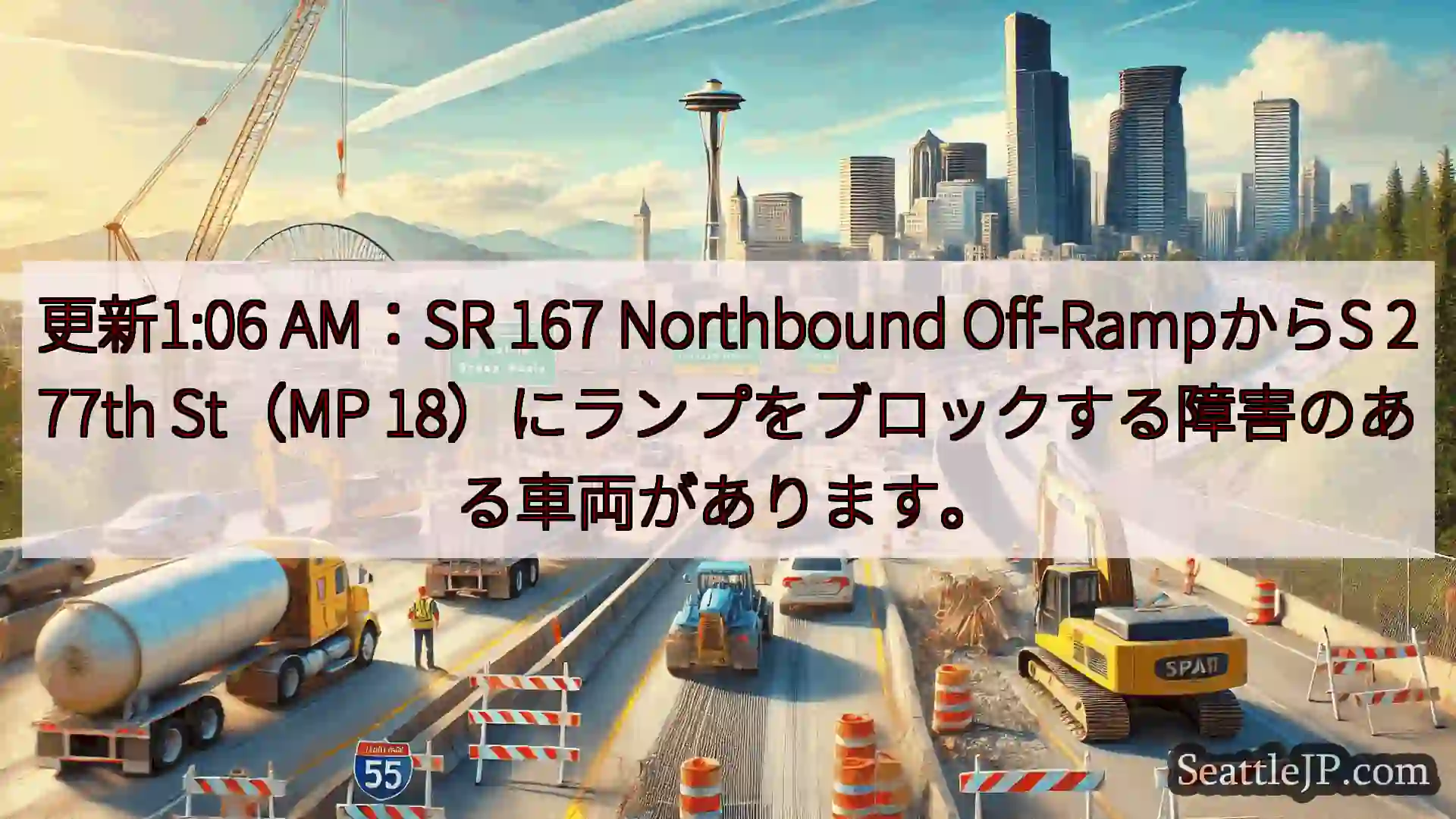 シアトル交通ニュース 更新1:06 AM：SR 167 Northbound